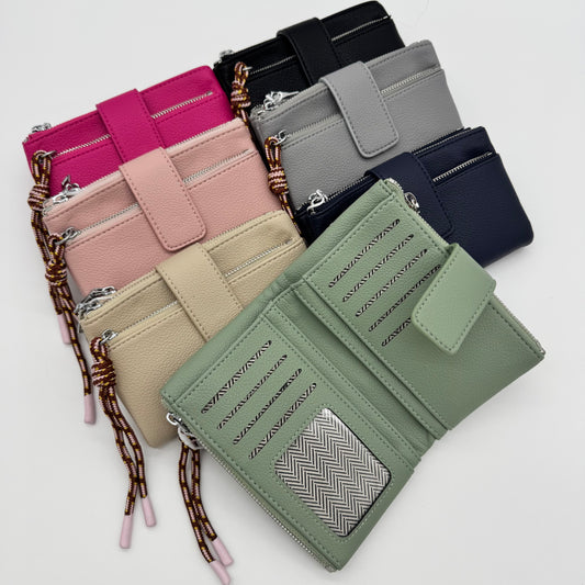 Faux Leather Triple Zip Purse