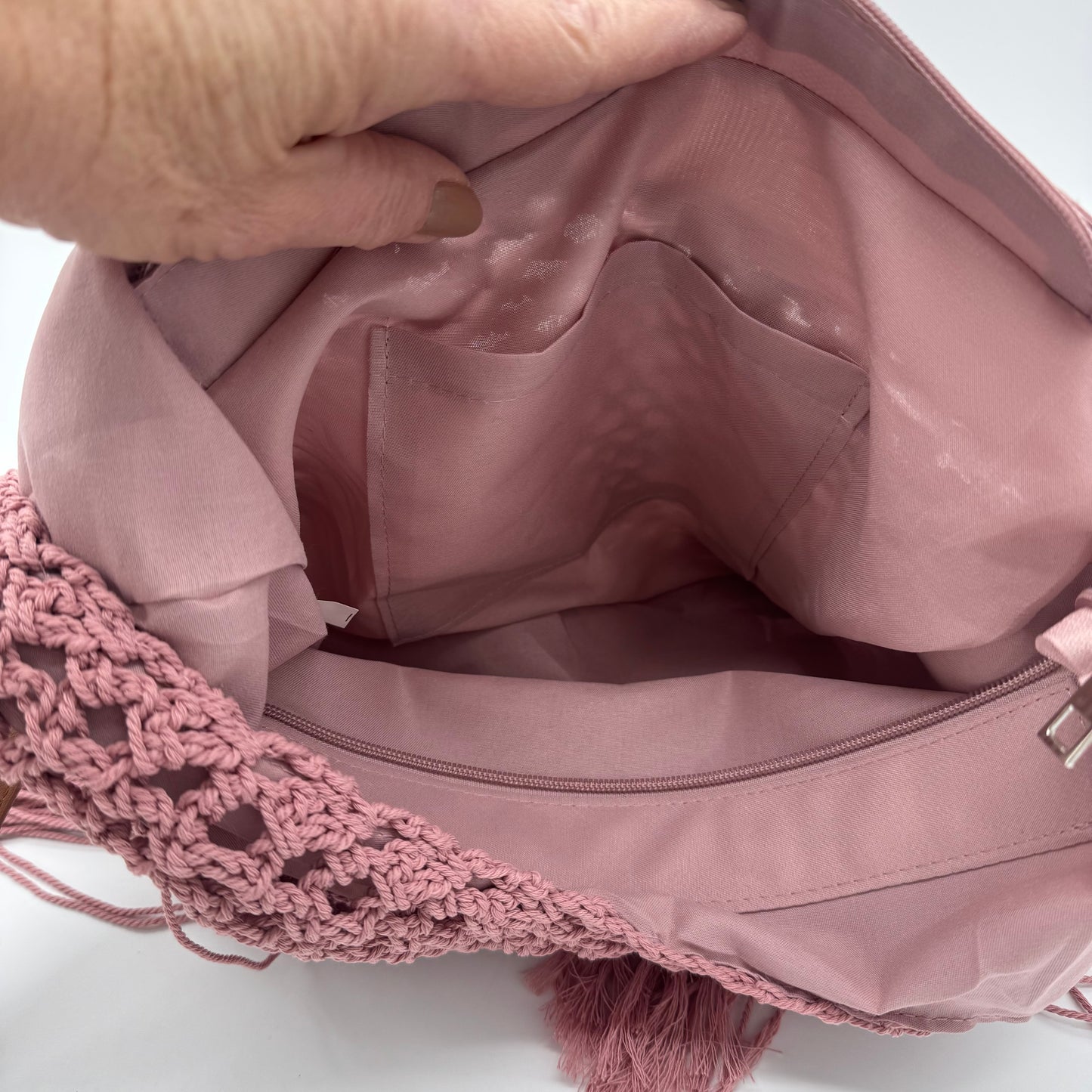 Crochet Shoulder Fringed Bag
