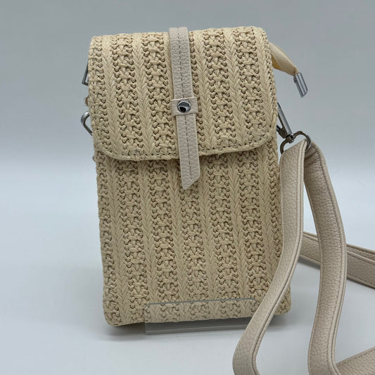 Faux Leather/Straw Phone Crossbody Bag
