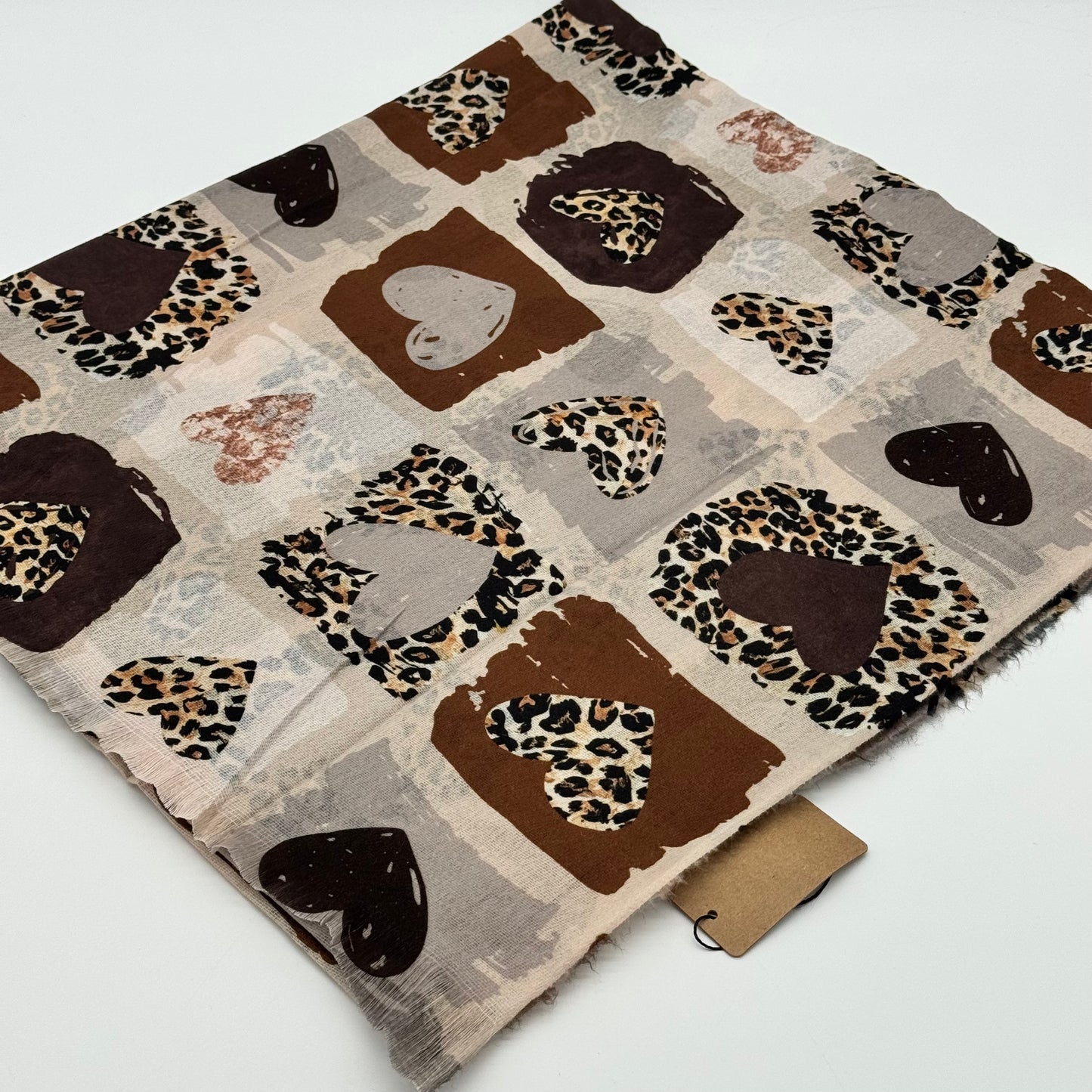 Soft Winter Heart Leopard Scarf