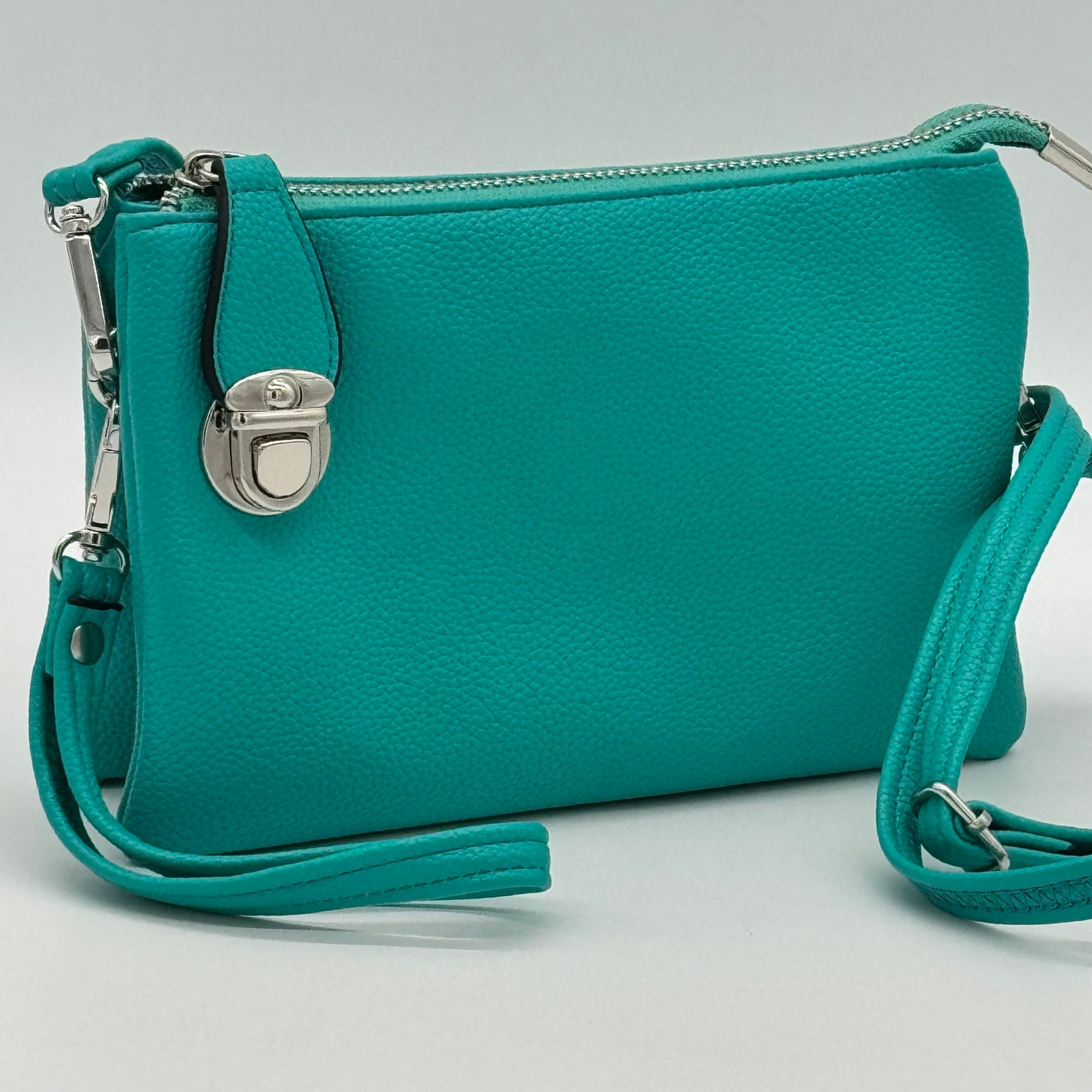 Faux Leather Clasp Crossbody Bag