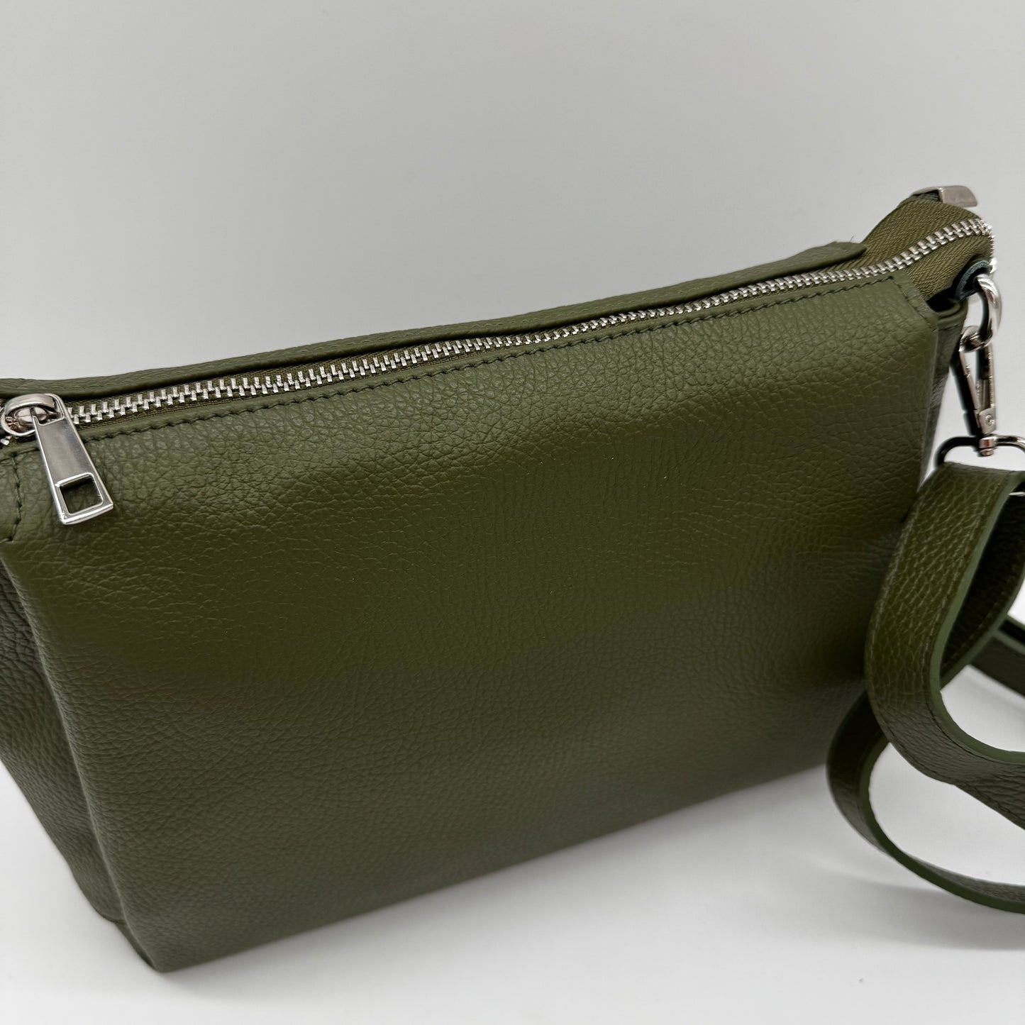 Leather Triple Compartment Crossbody Bag