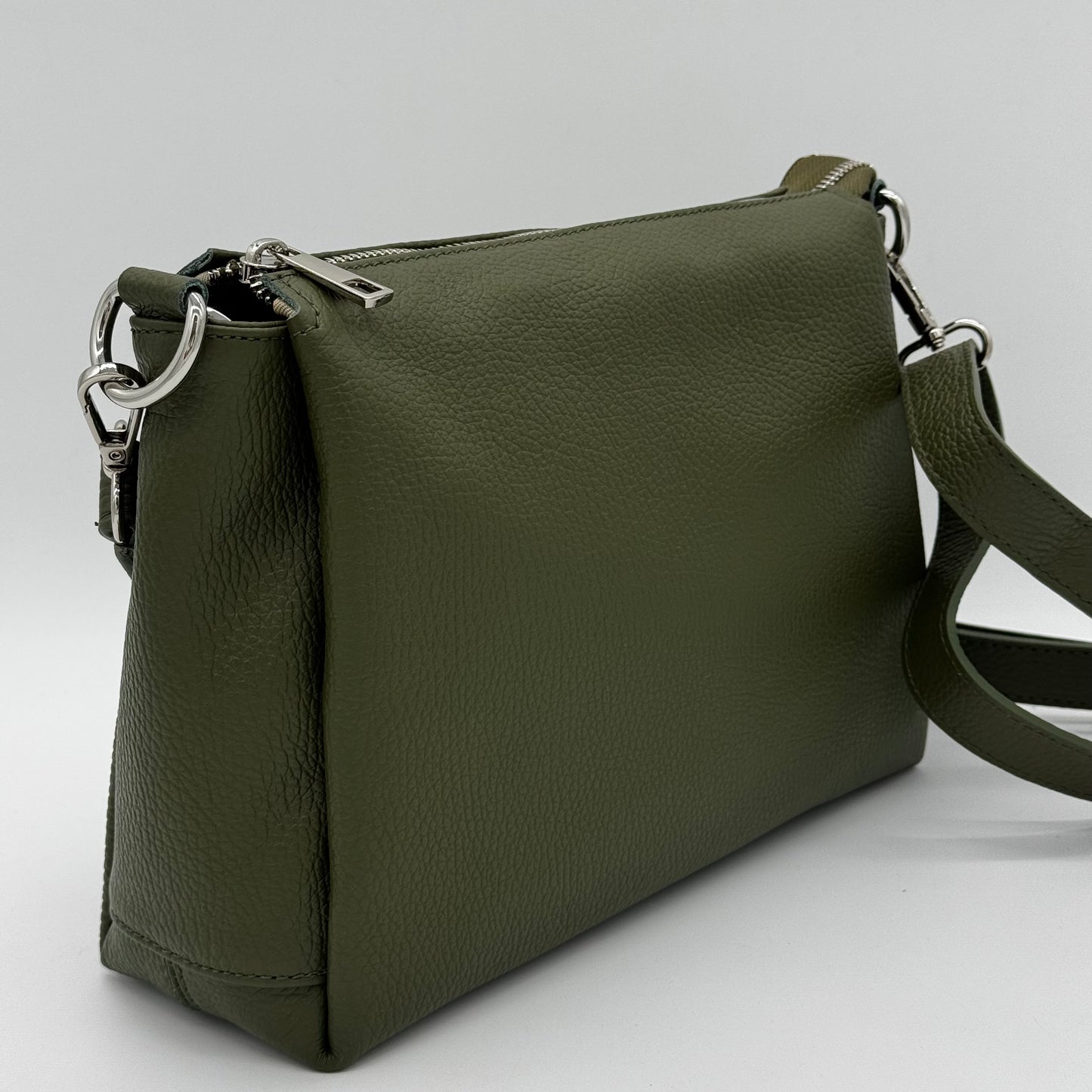 Leather Triple Compartment Crossbody Bag