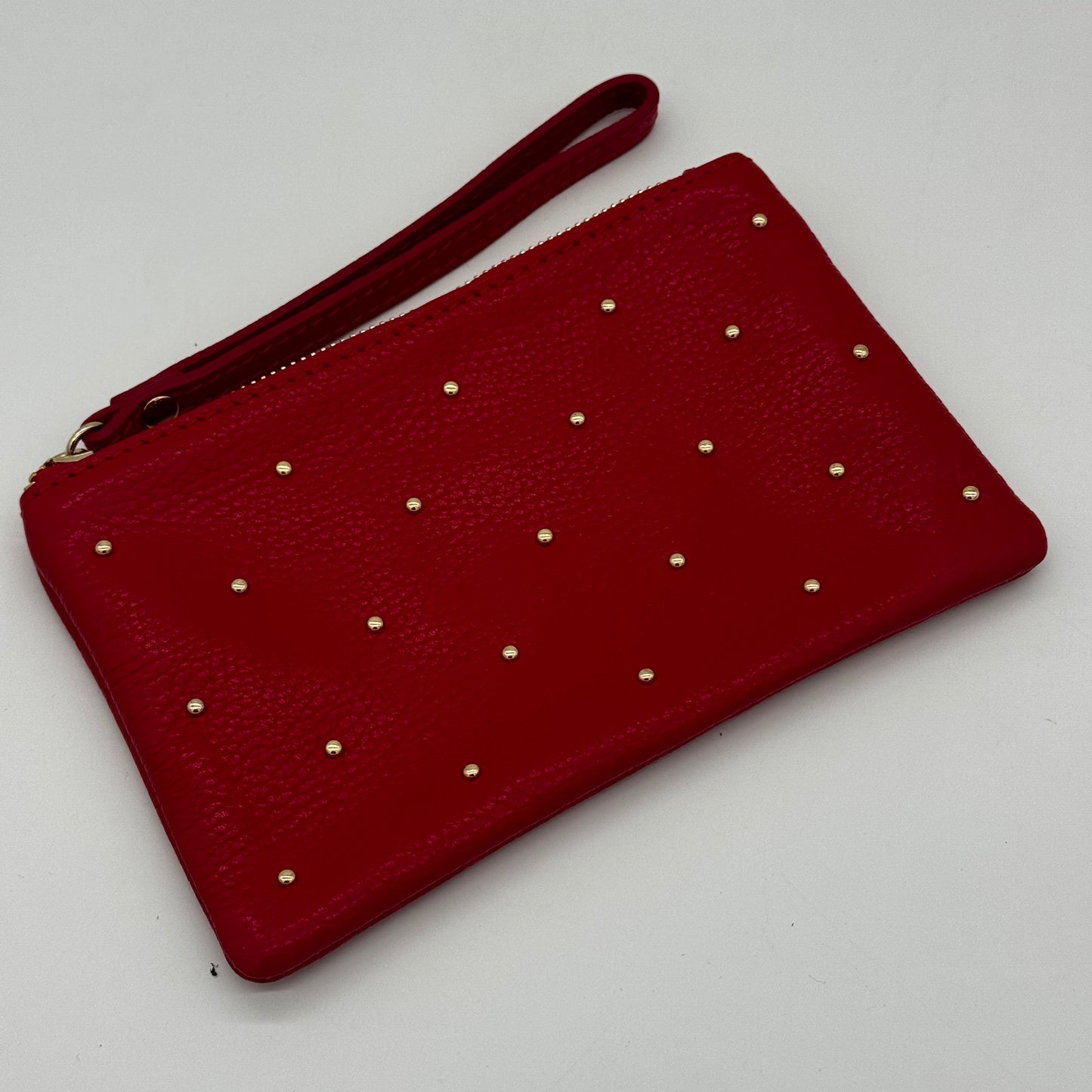 Leather Studded Wristlet Pouch