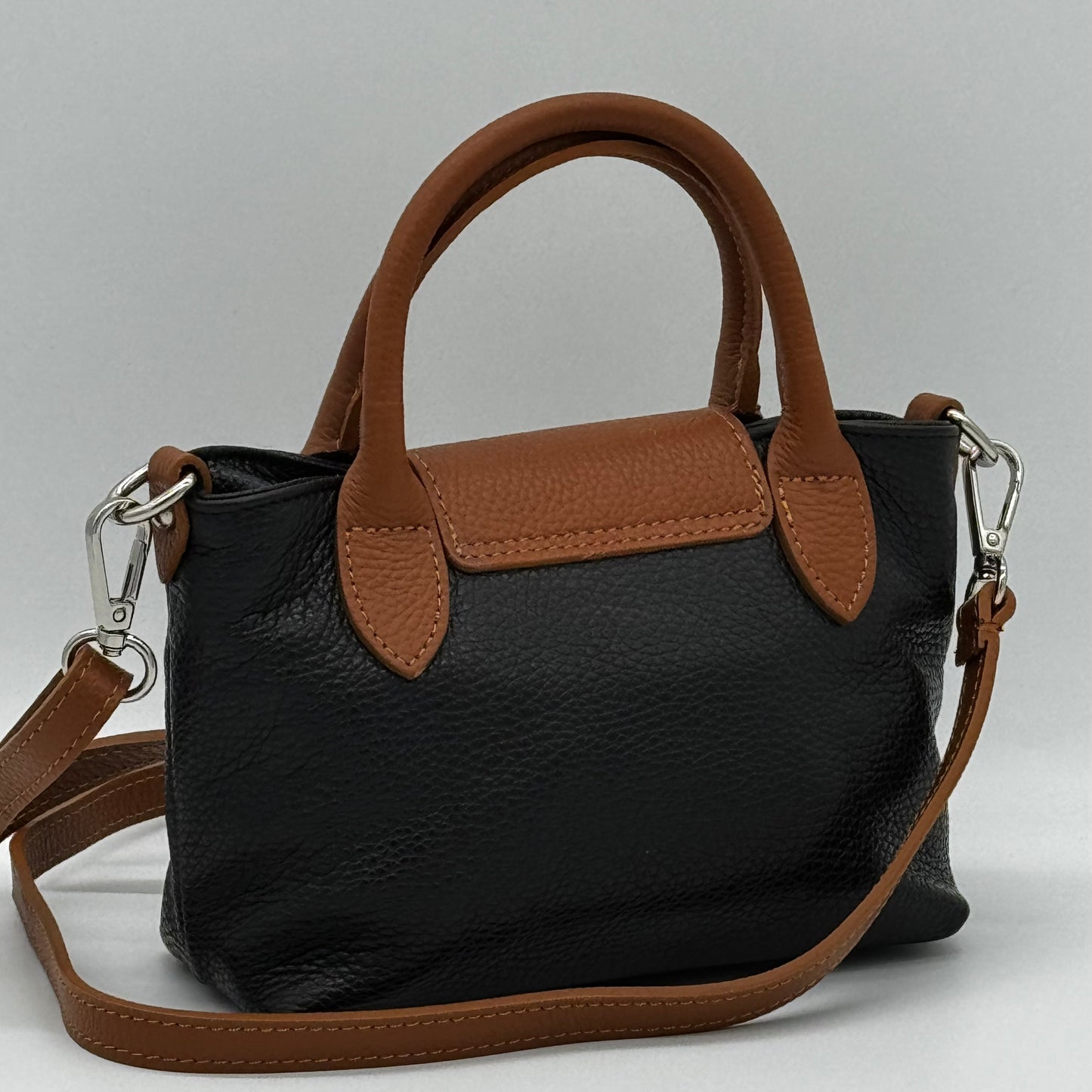 Leather Black Mini Tote Bag