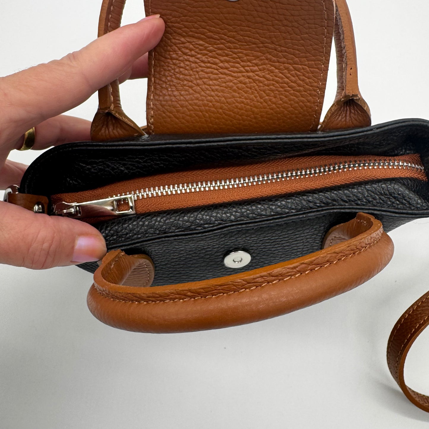 Leather Black Mini Tote Bag