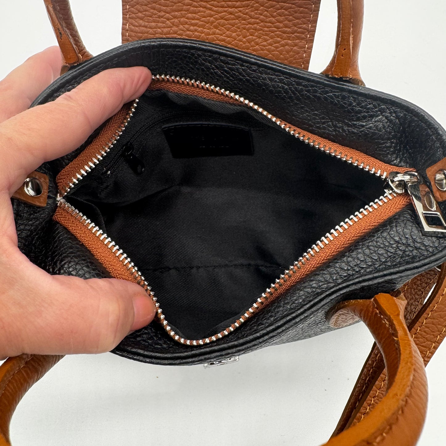 Leather Black Mini Tote Bag