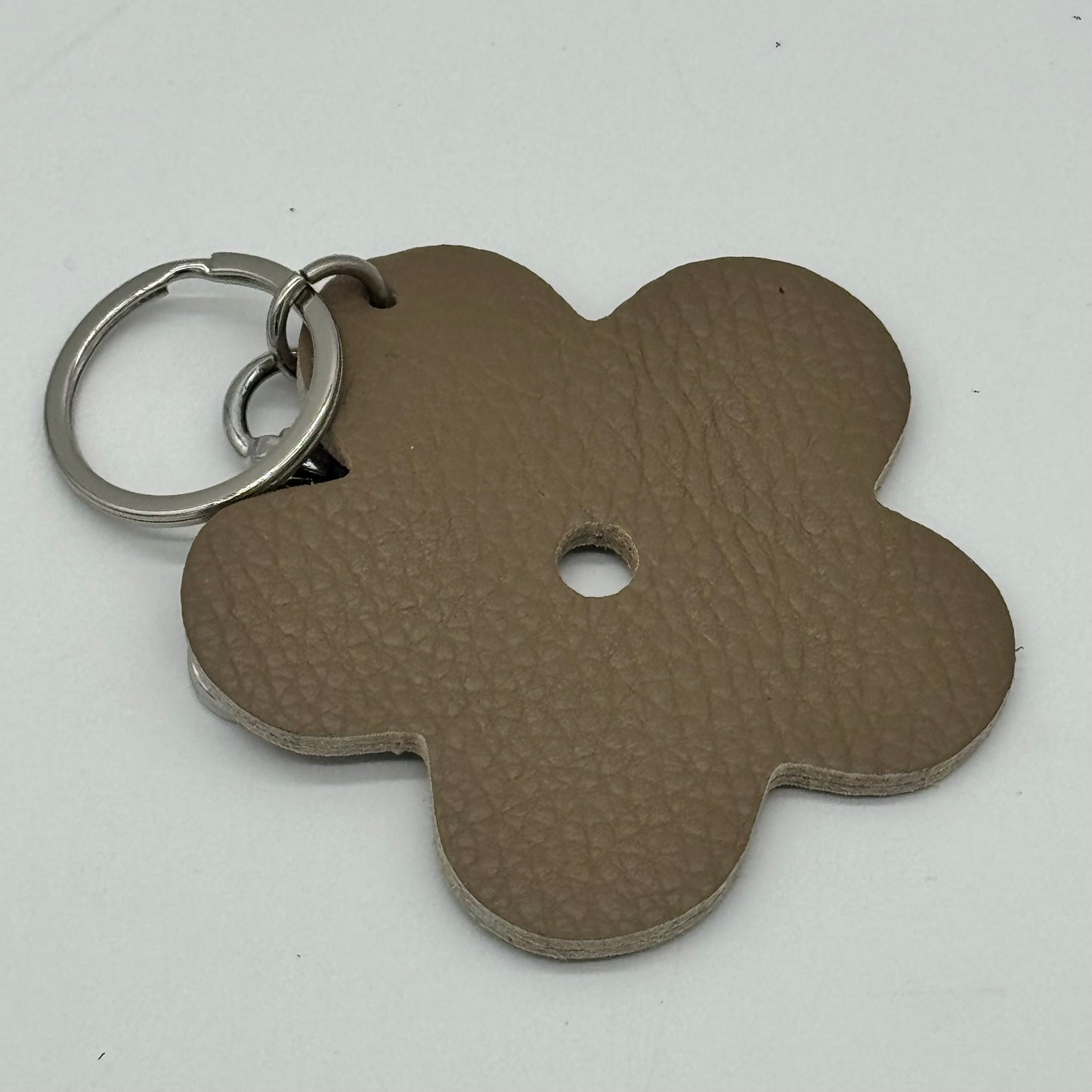 Leather Flower Bag Charm Keyring