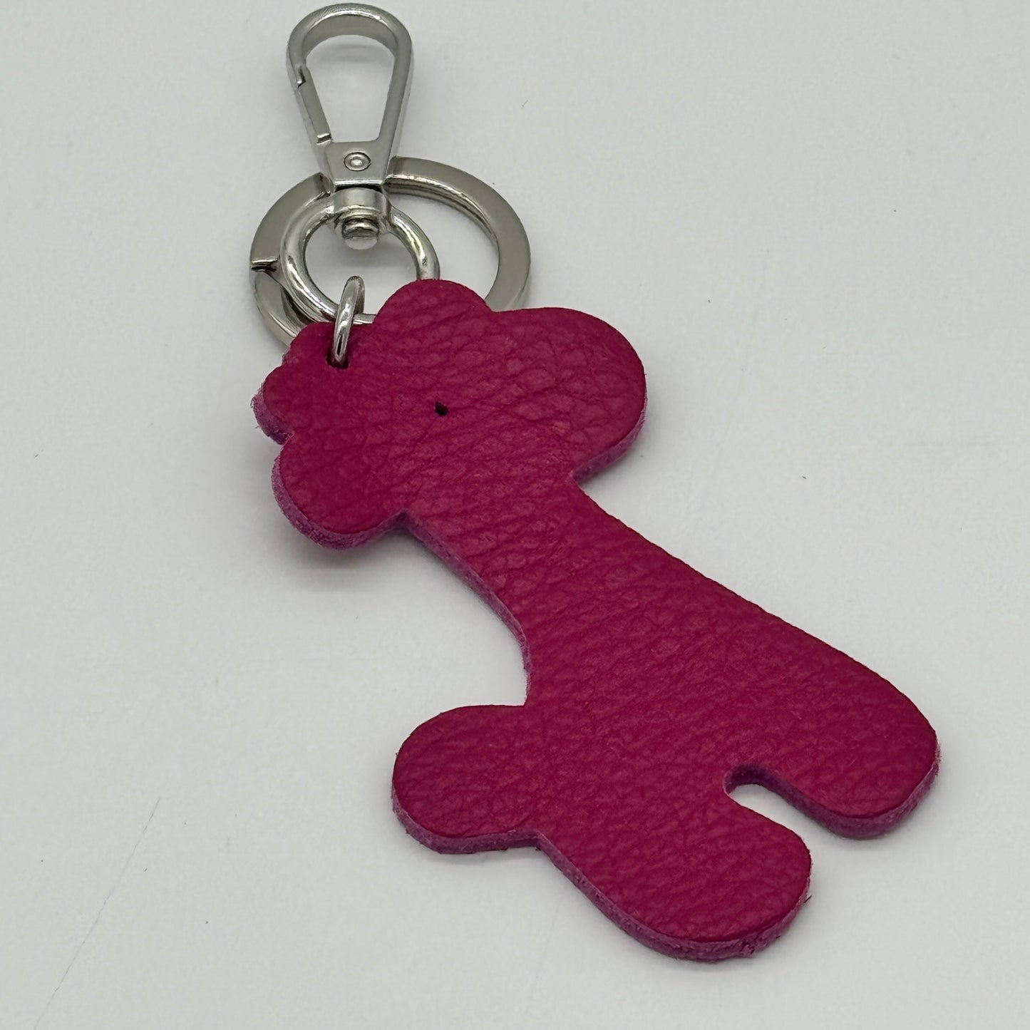 Leather Giraffe Bag Charm Keyring