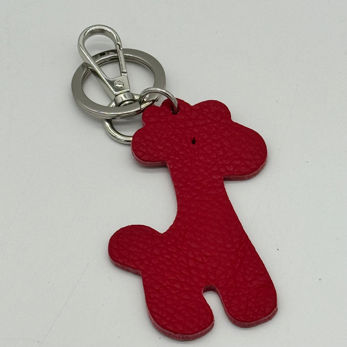 Leather Giraffe Bag Charm Keyring