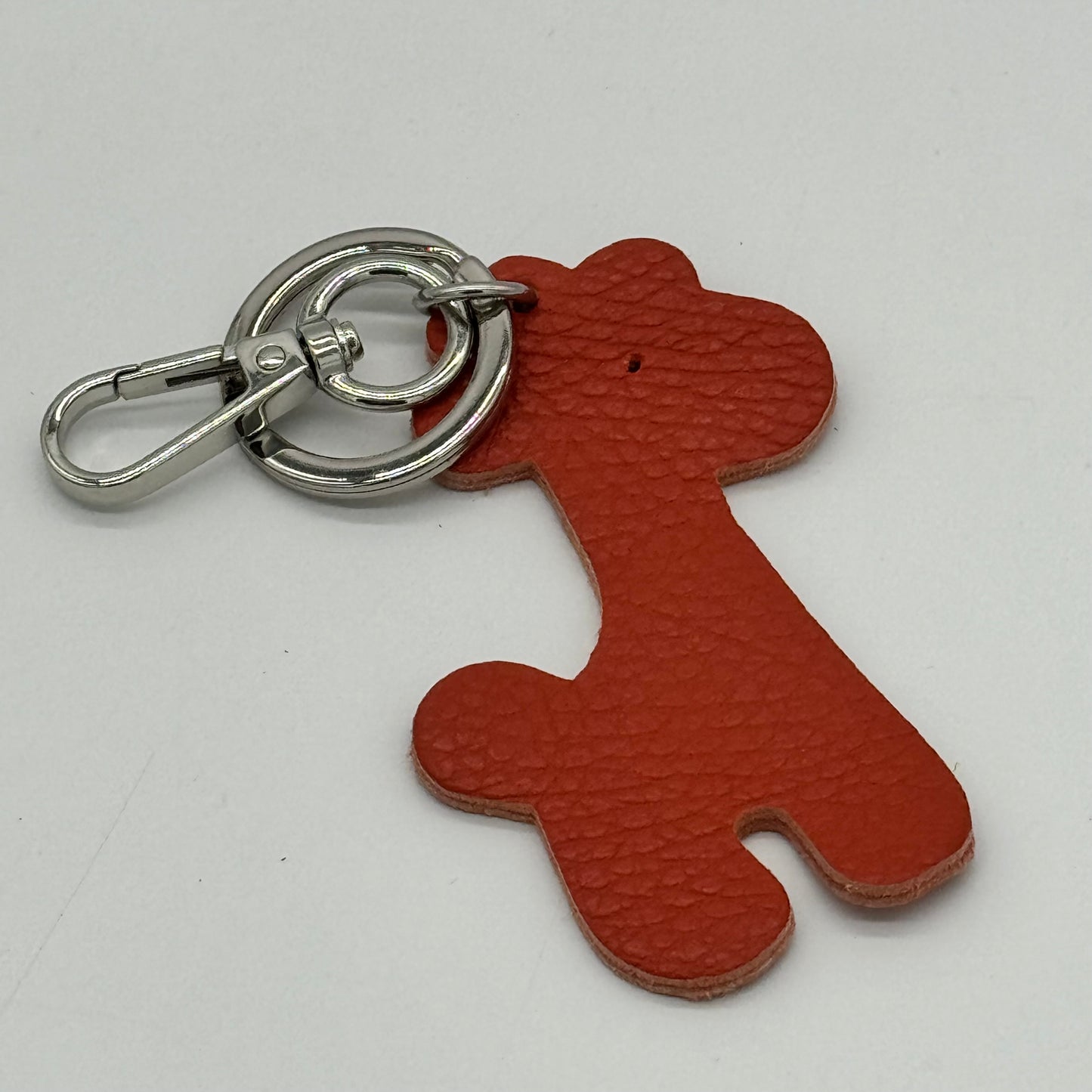 Leather Giraffe Bag Charm Keyring