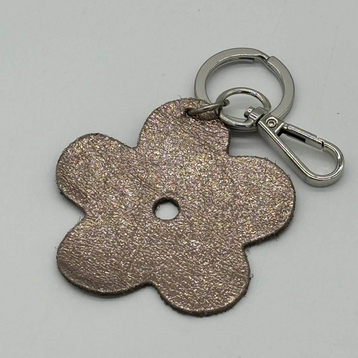 Leather Flower Bag Charm Keyring