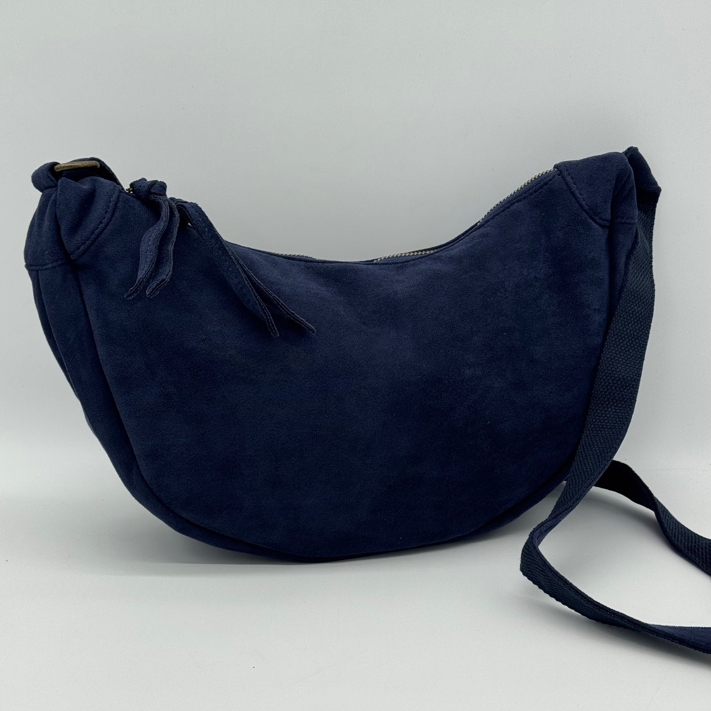 Faux Suede Half Moon Bag