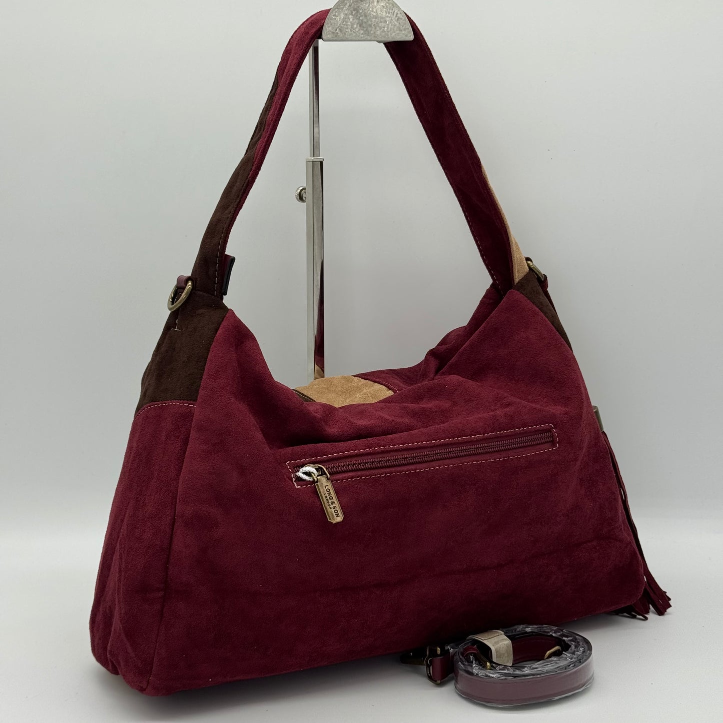 Faux Suede Patchwork Shoulder Bag