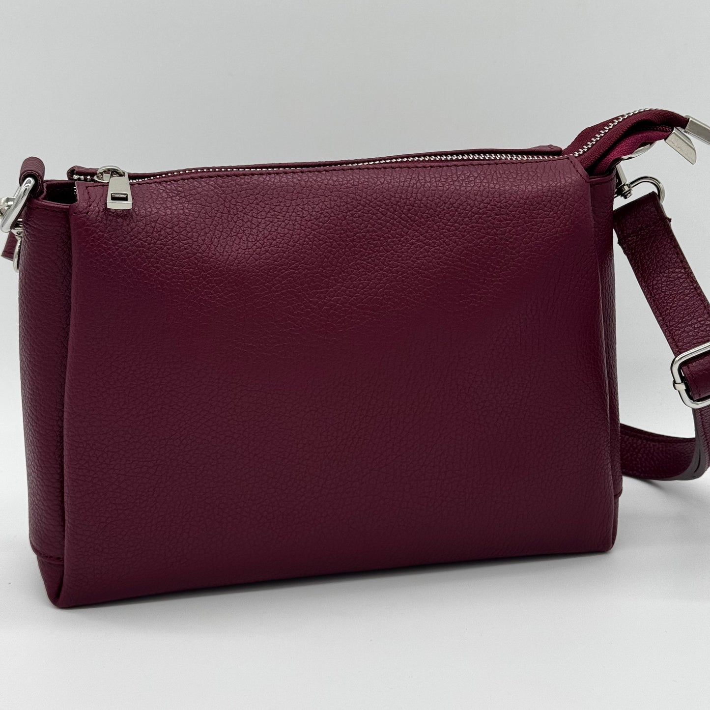 Leather Triple Compartment Crossbody Bag