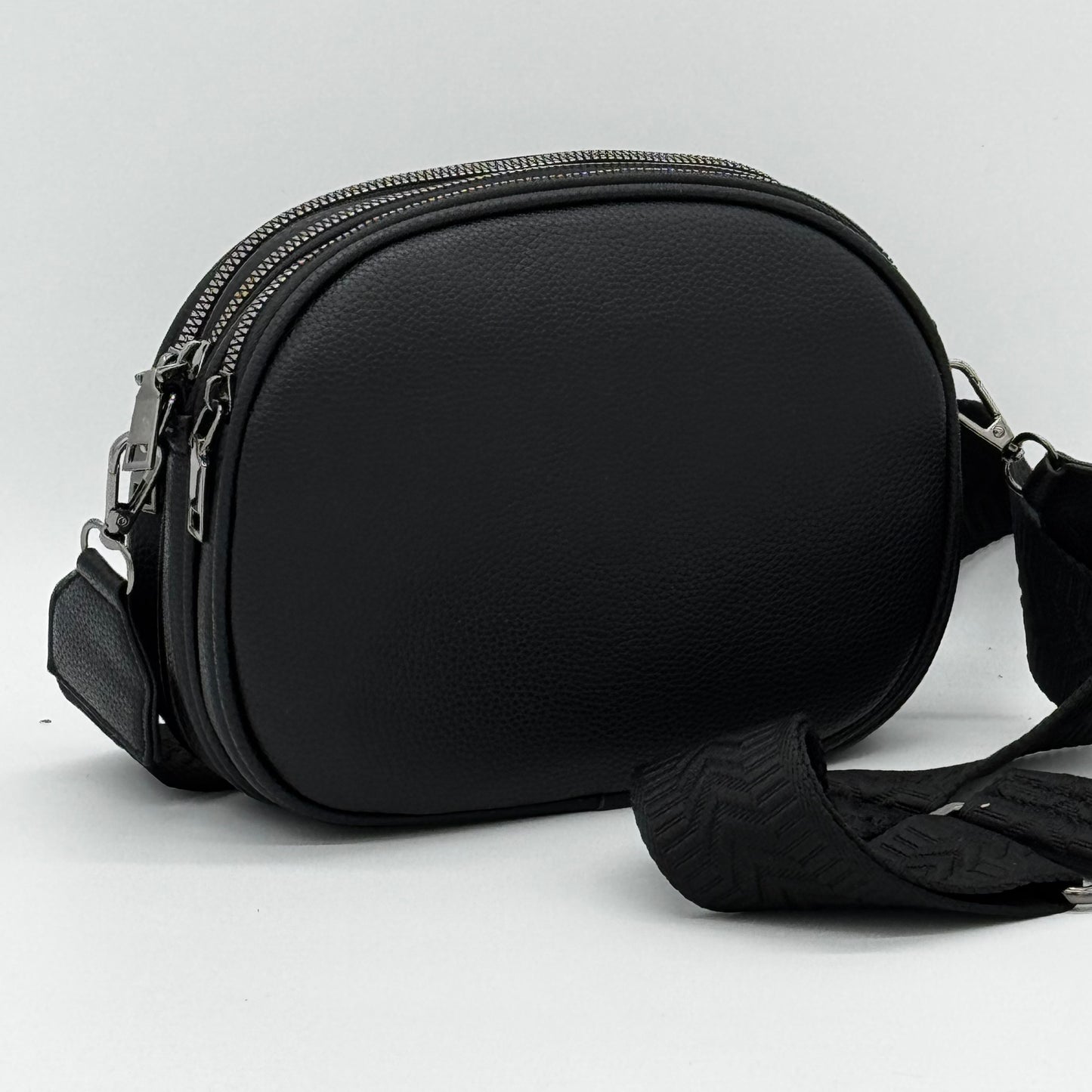 Faux Leather Triple Zip Crossbody Bag