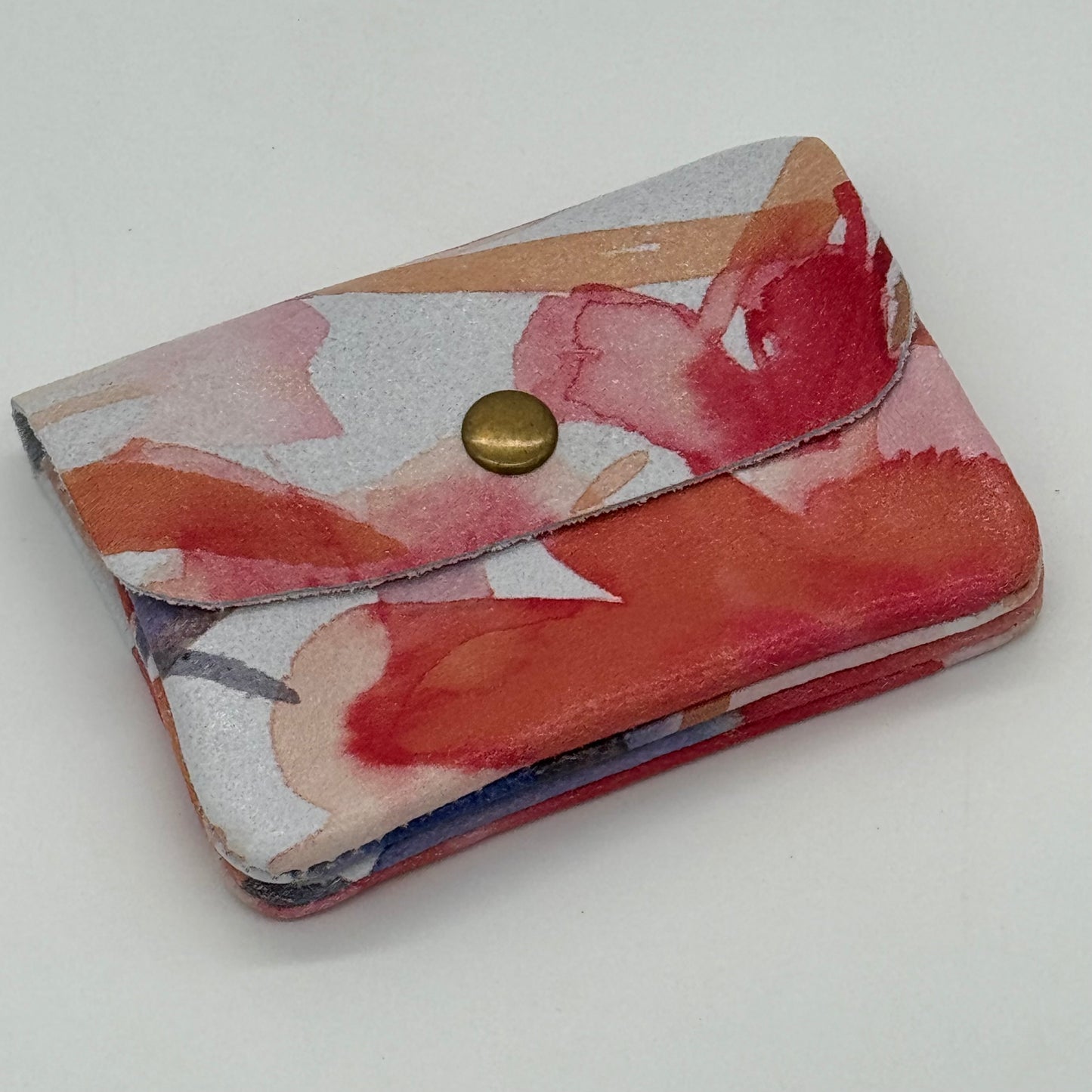 Leather Floral Mini Popper Purse