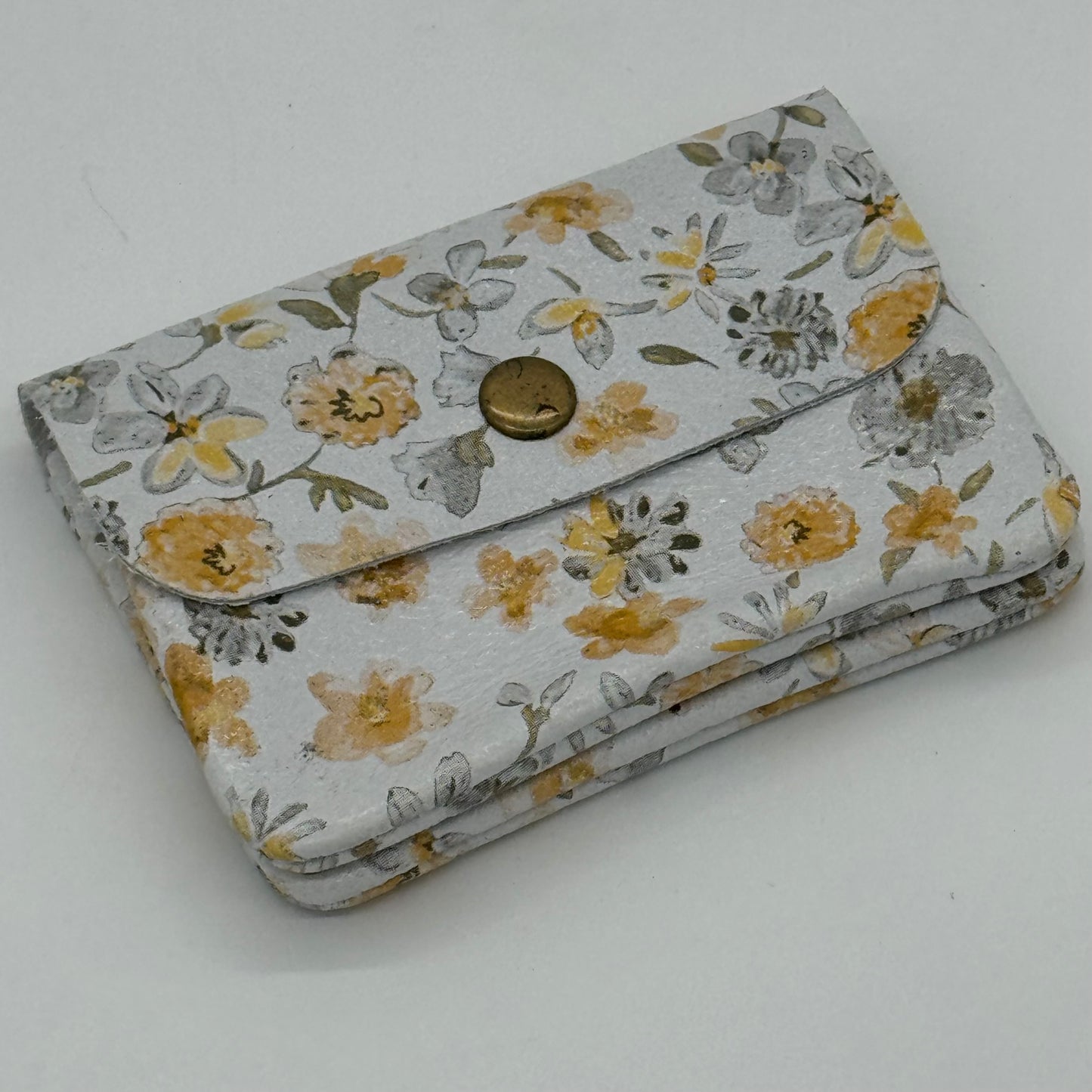 Leather Floral Mini Popper Purse