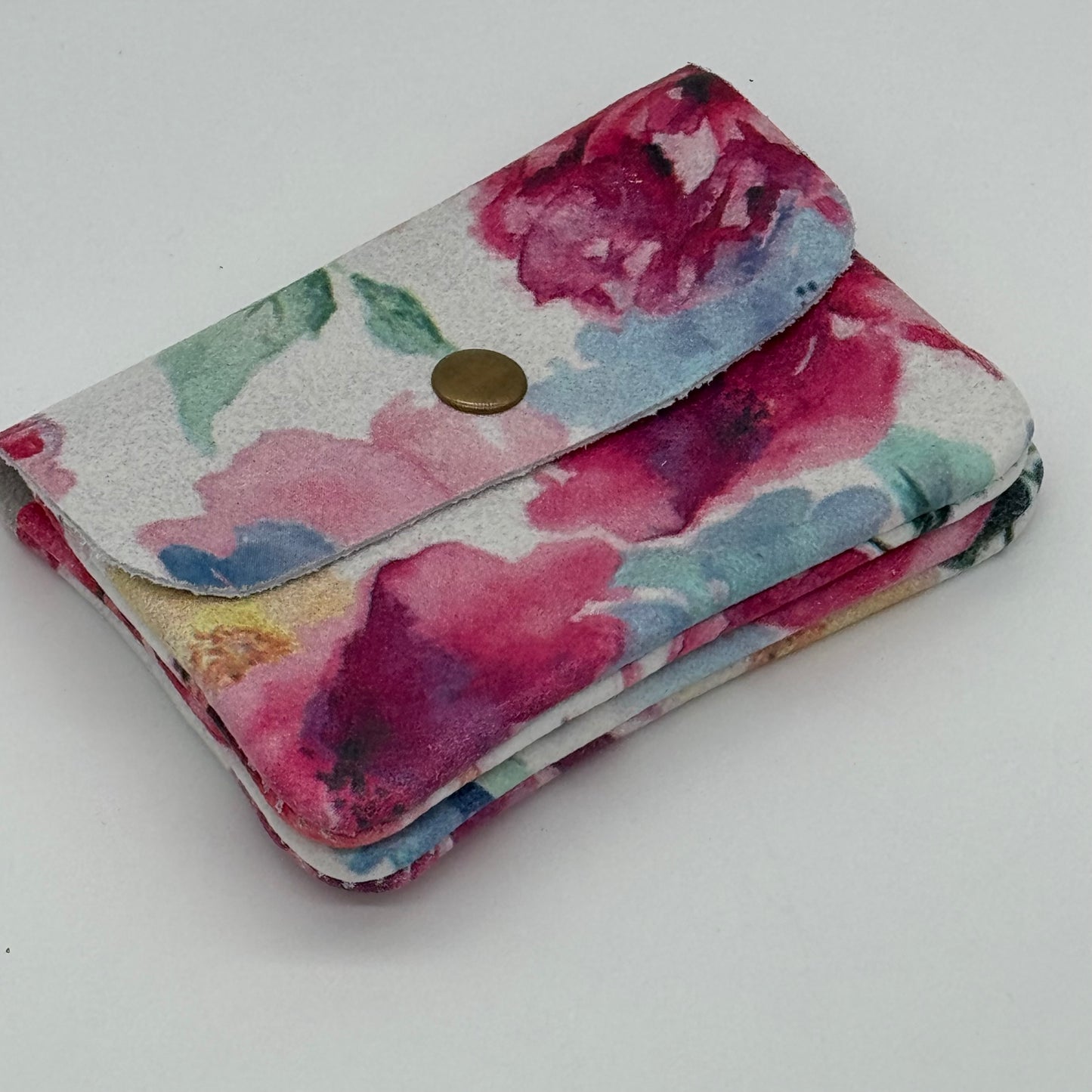 Leather Floral Mini Popper Purse