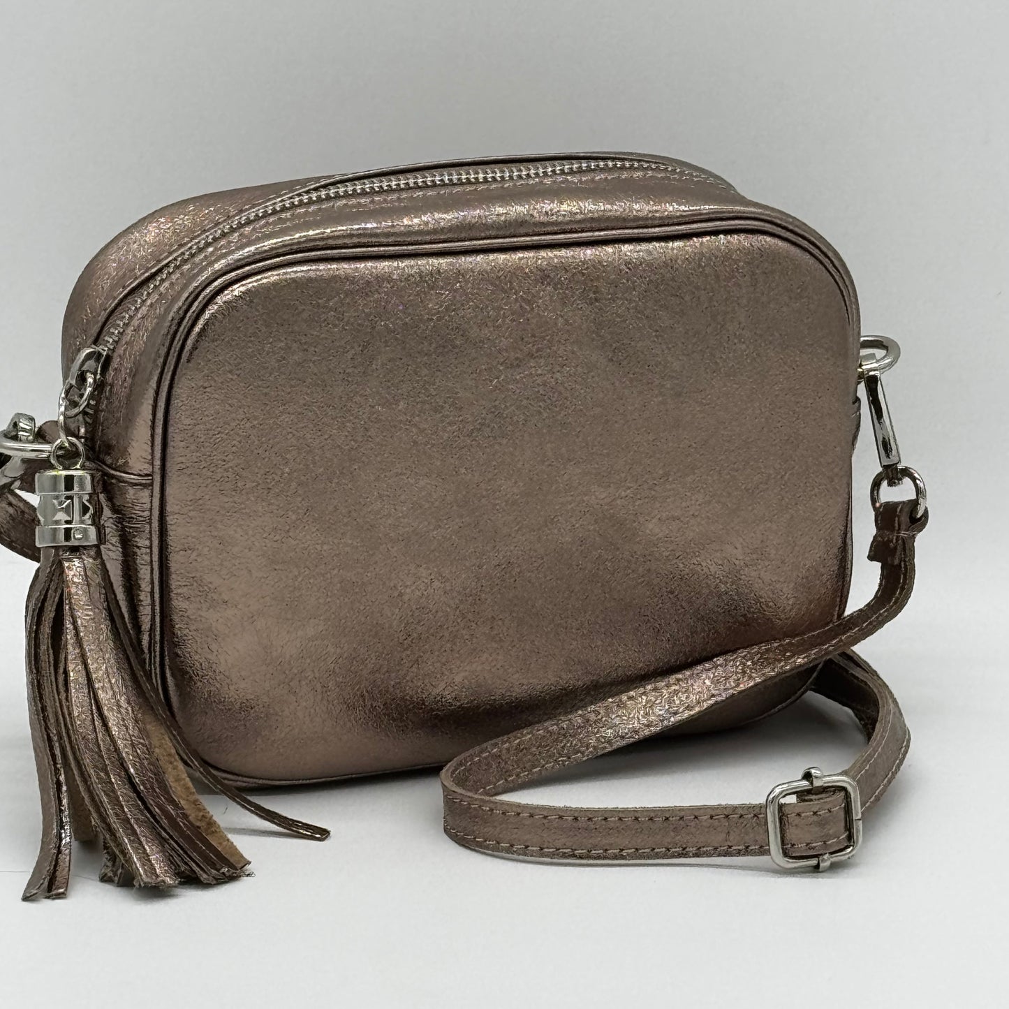 Leather Metallic Crossbody Bag