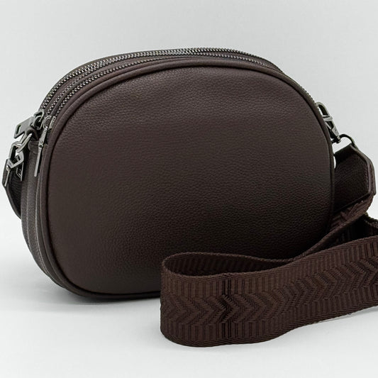 Faux Leather Triple Zip Crossbody Bag