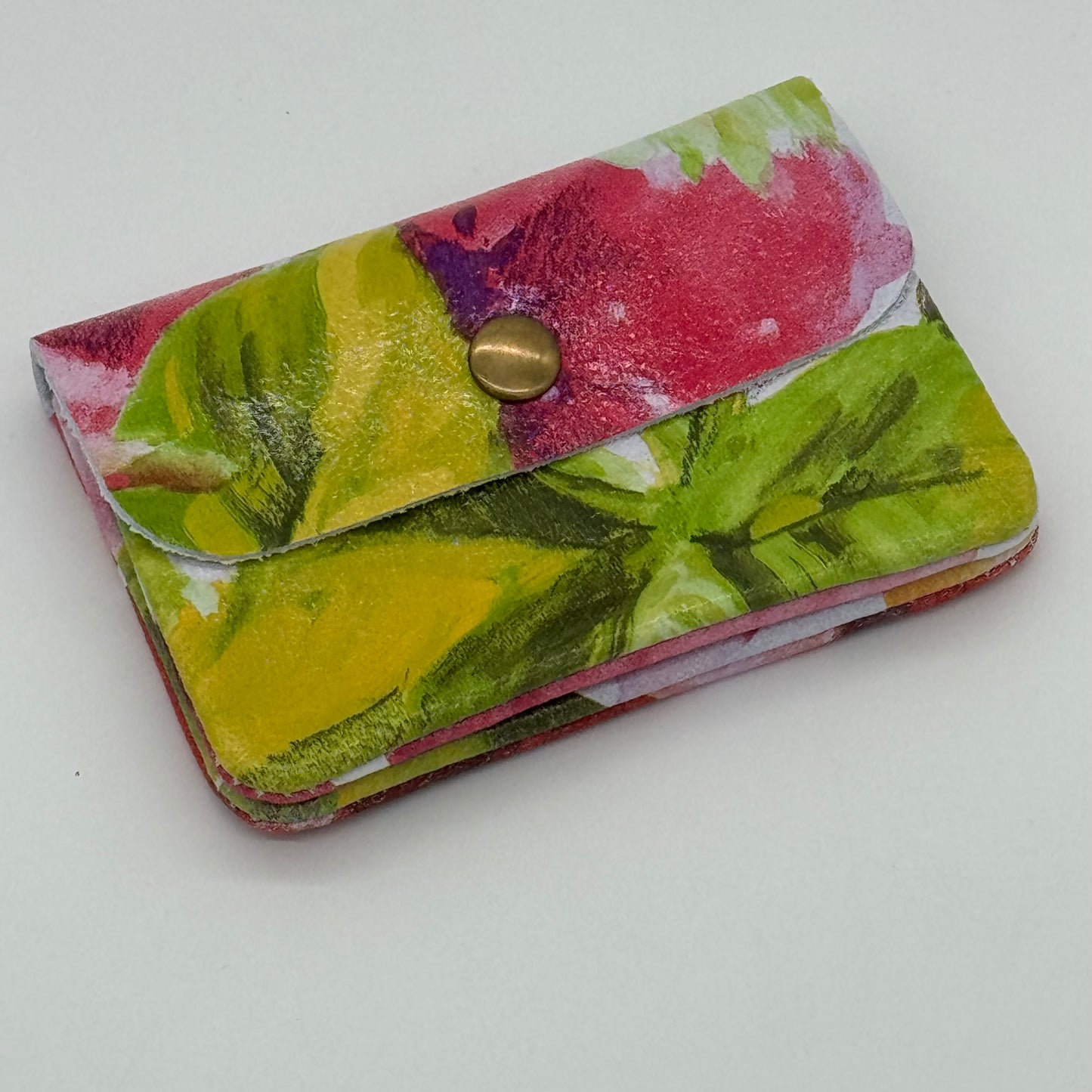 Leather Floral Mini Popper Purse