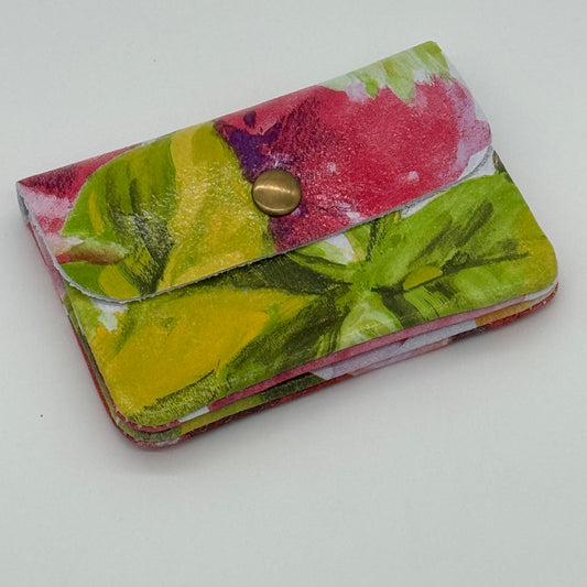 Leather Floral Mini Popper Purse