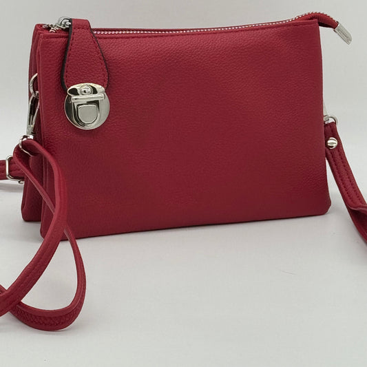 Faux Leather Clasp Crossbody Bag