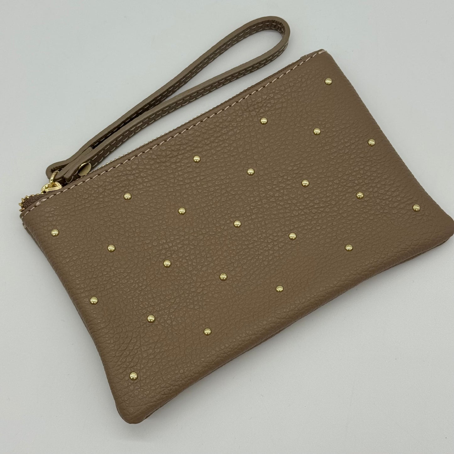 Leather Studded Wristlet Pouch