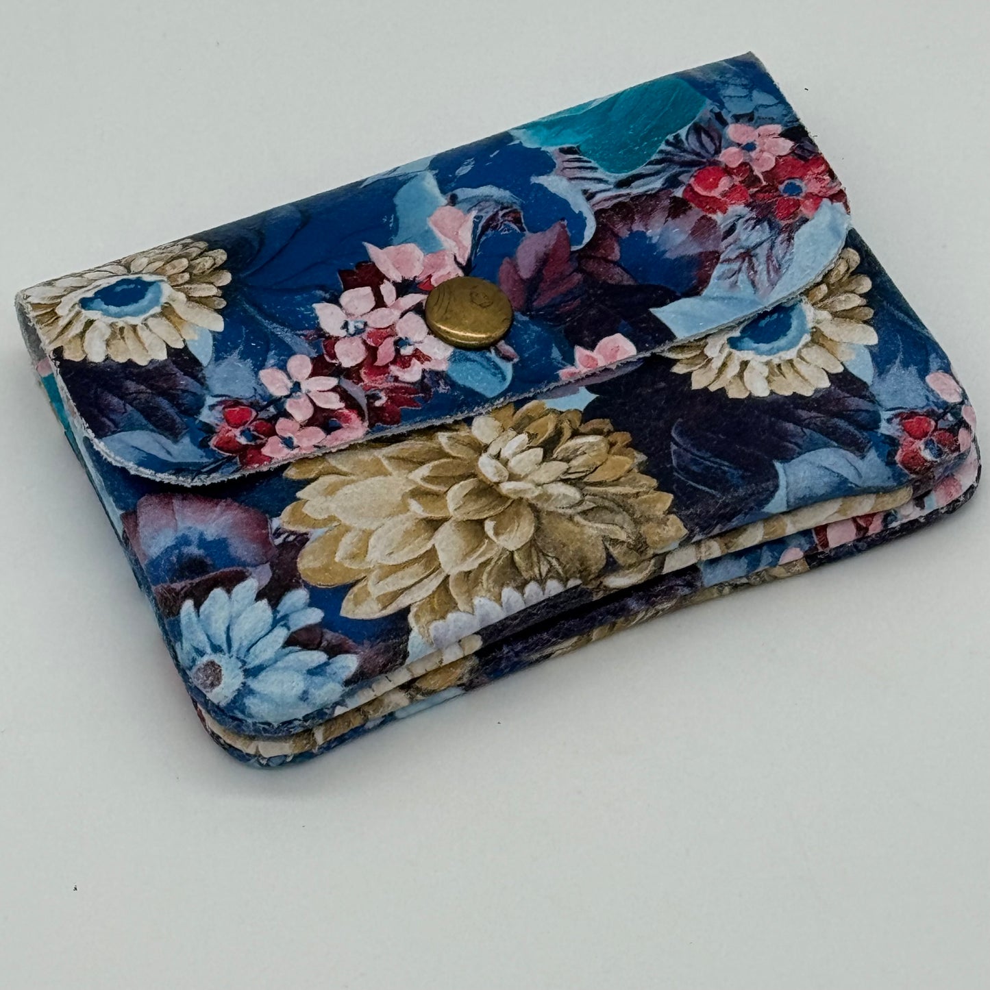 Leather Floral Mini Popper Purse