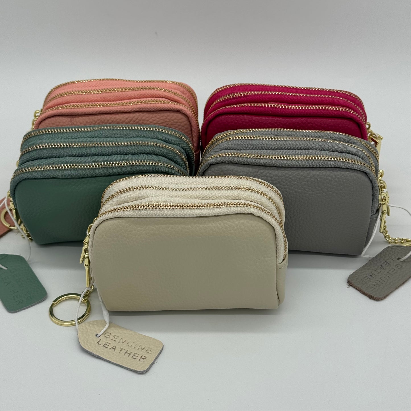 Leather Triple Zip Purse