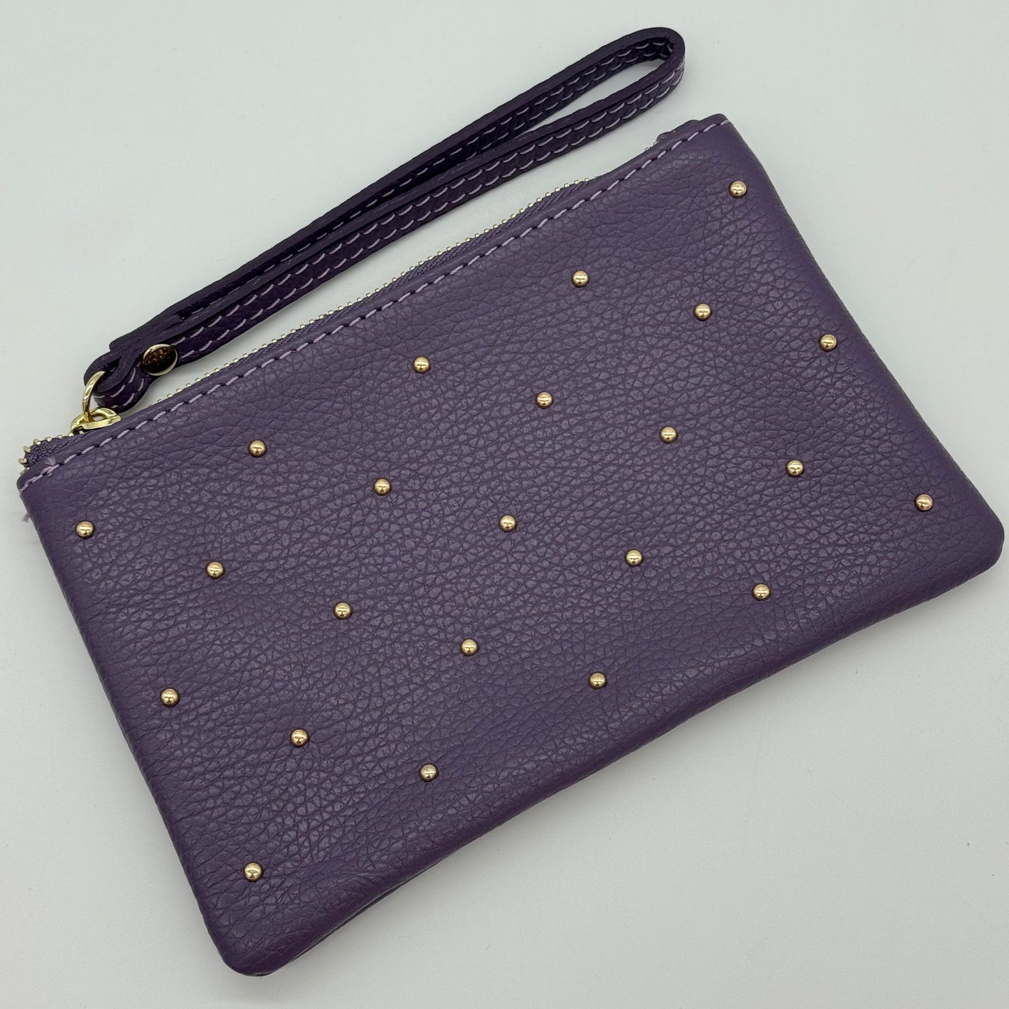 Leather Studded Wristlet Pouch