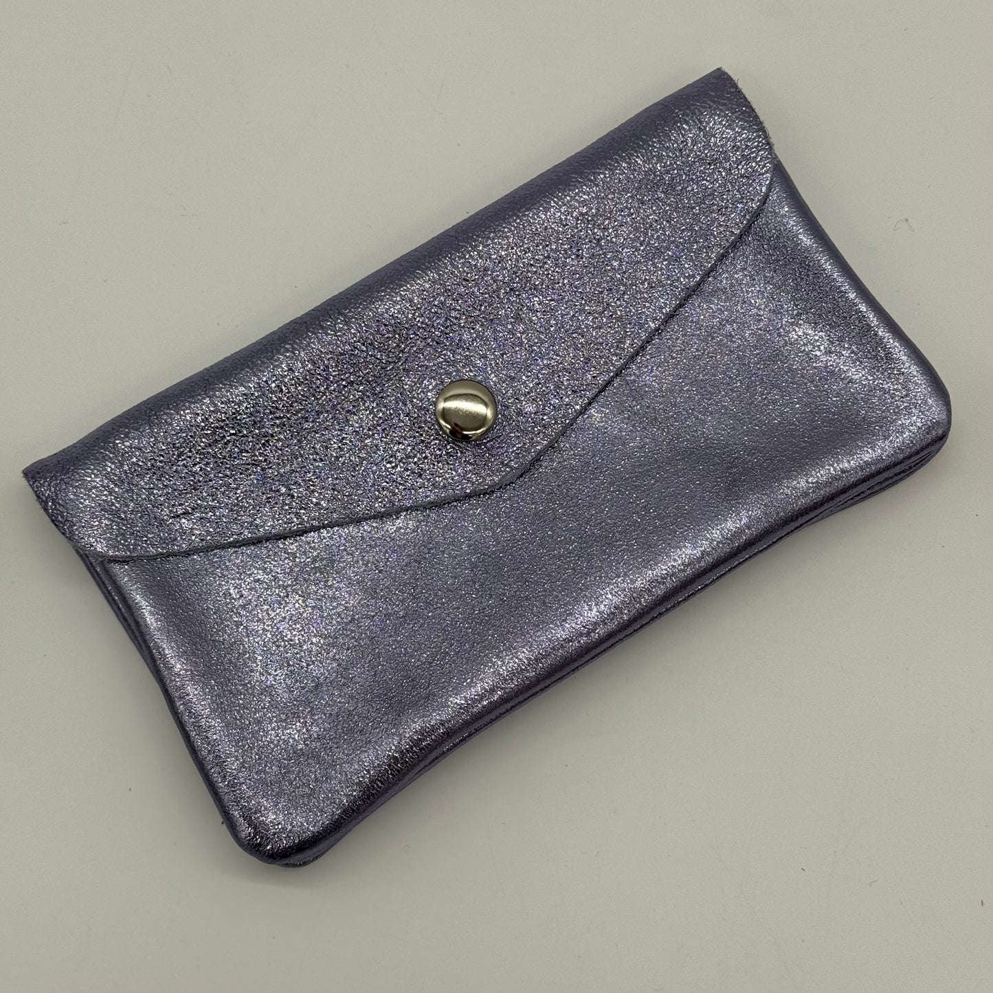 Leather Metallic Popper Purse