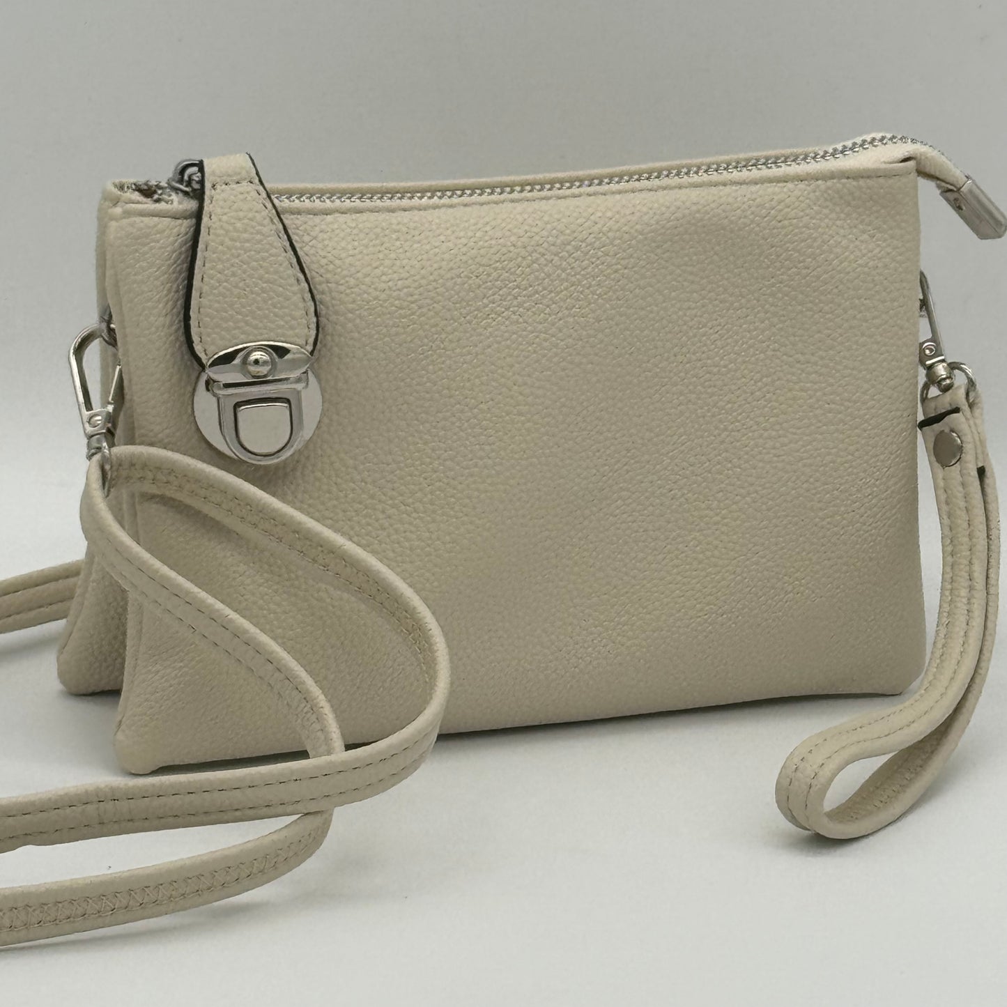 Faux Leather Clasp Crossbody Bag