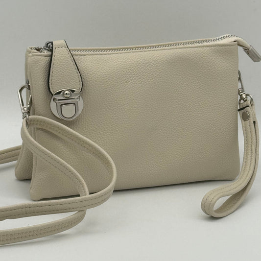 Faux Leather Clasp Crossbody Bag
