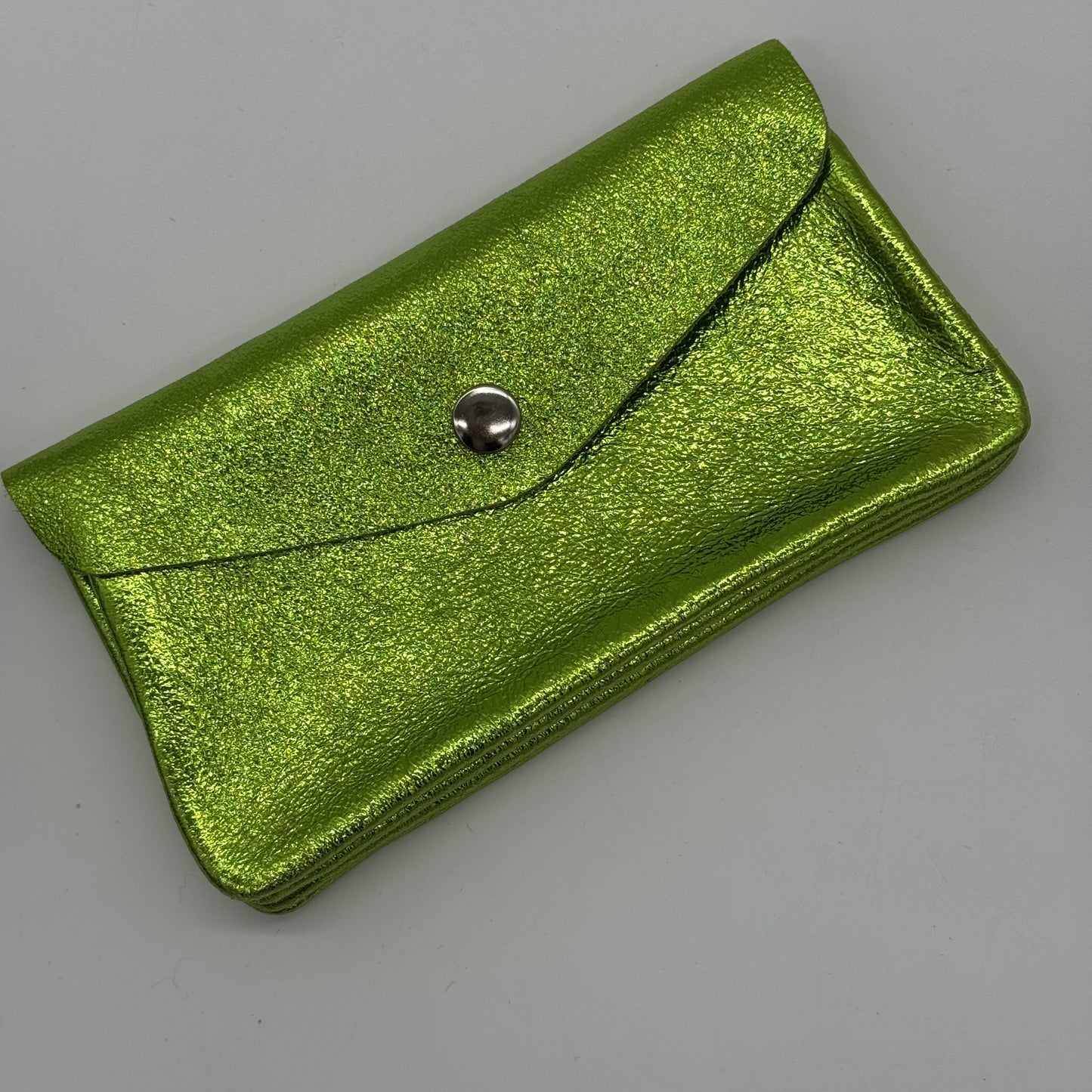 Leather Metallic Popper Purse