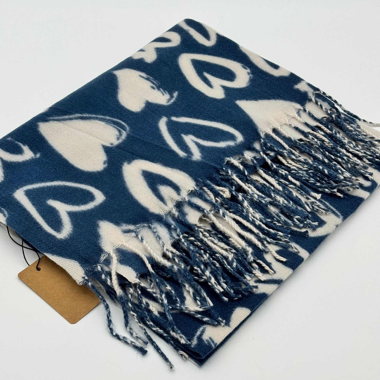 Soft Winter Heart Print Scarf