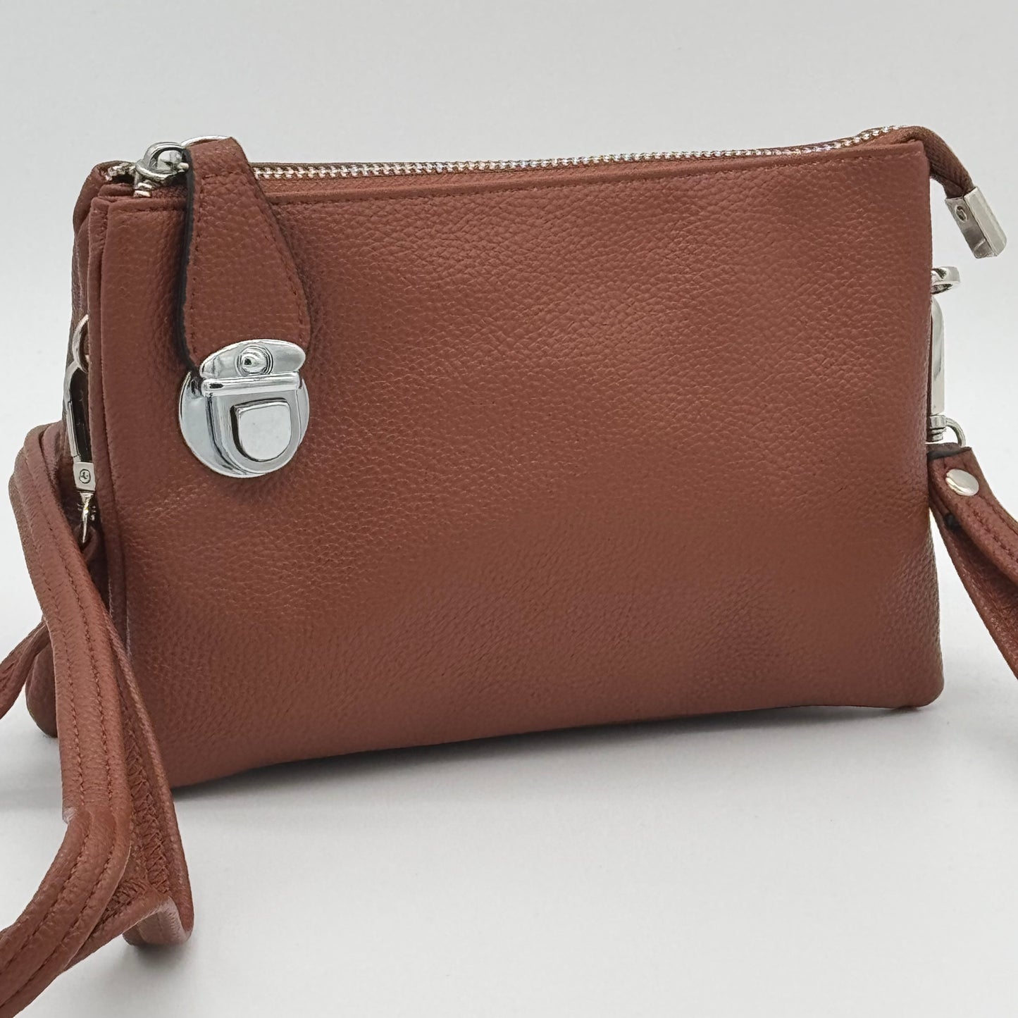 Faux Leather Clasp Crossbody Bag