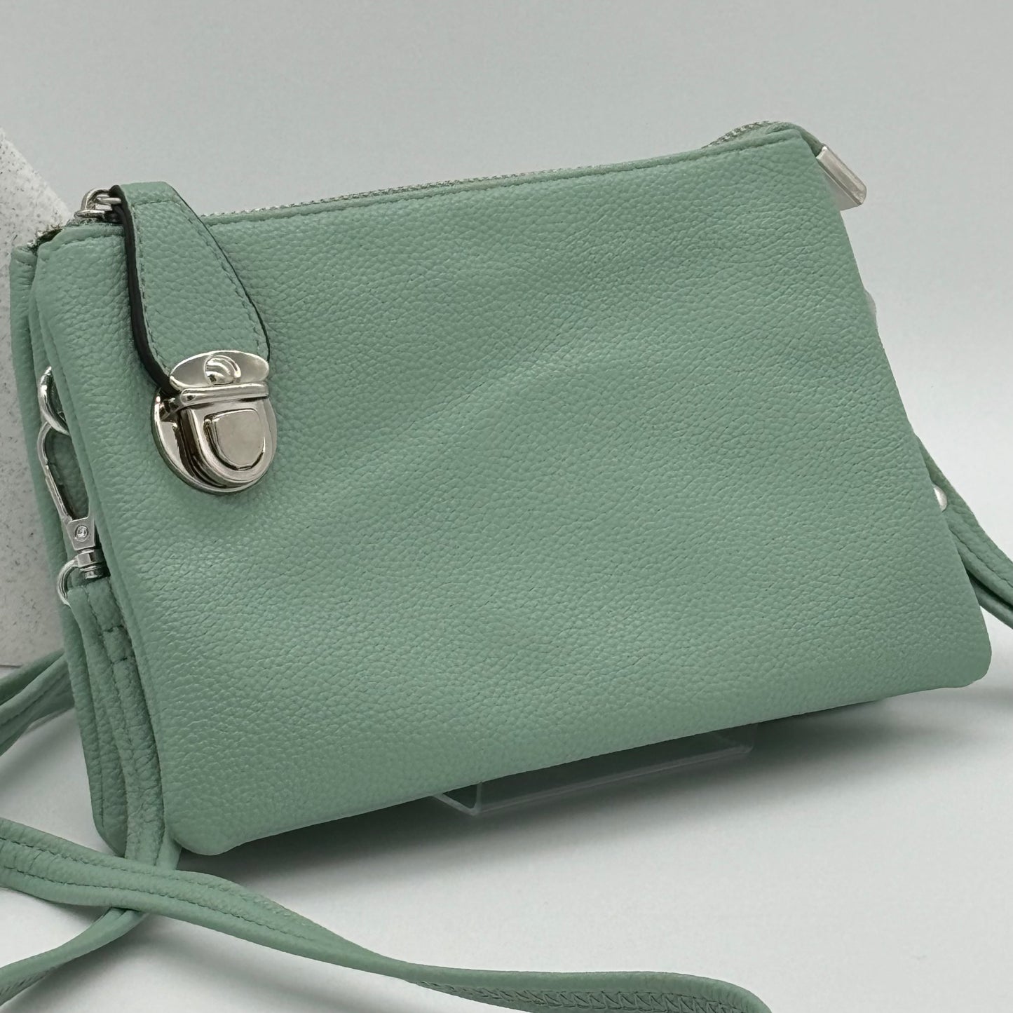 Faux Leather Clasp Crossbody Bag