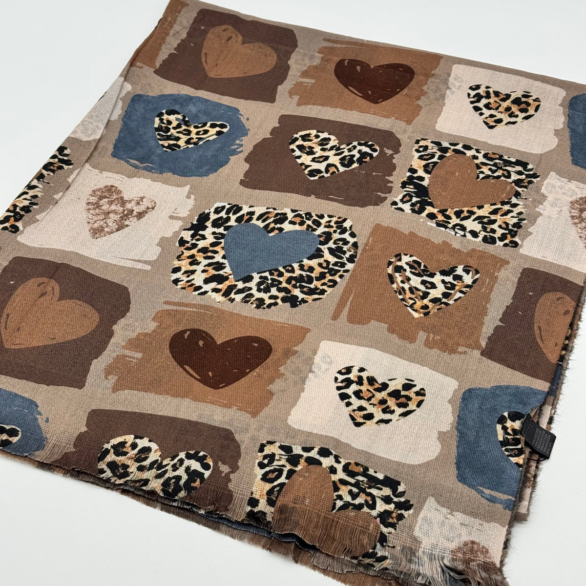 Leopard Heart Print Scarf