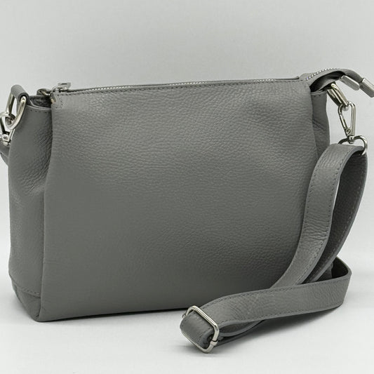 Leather Triple Compartment Crossbody Bag