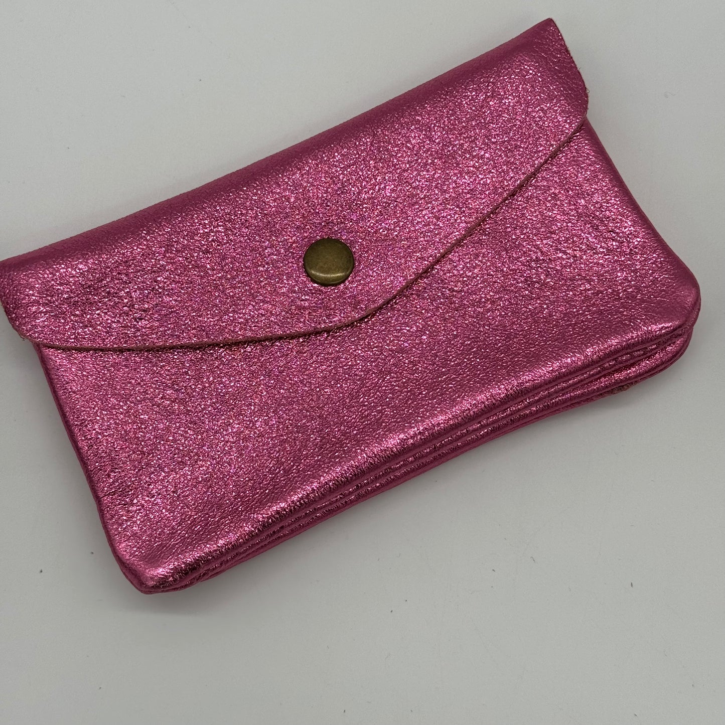 Leather Metallic Popper Purse