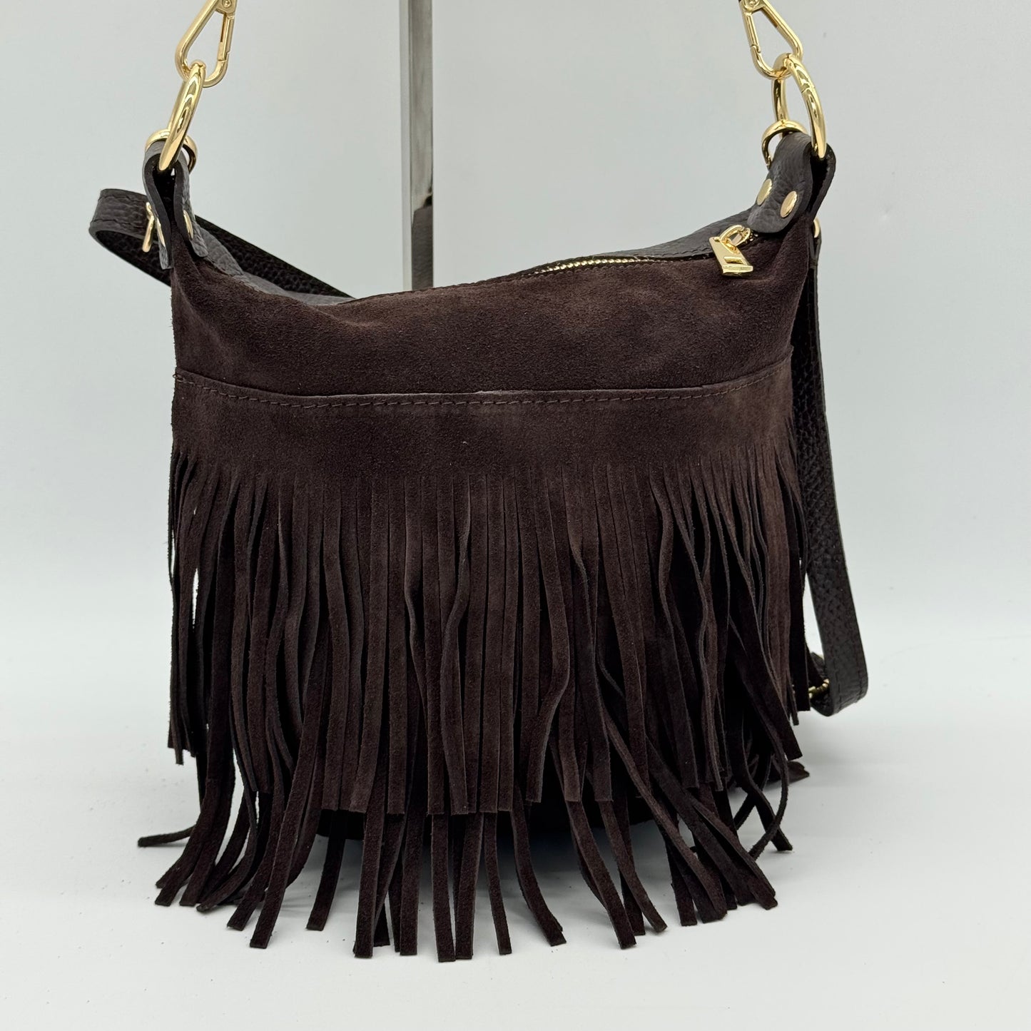 Suede Fringing Crossbody Bag