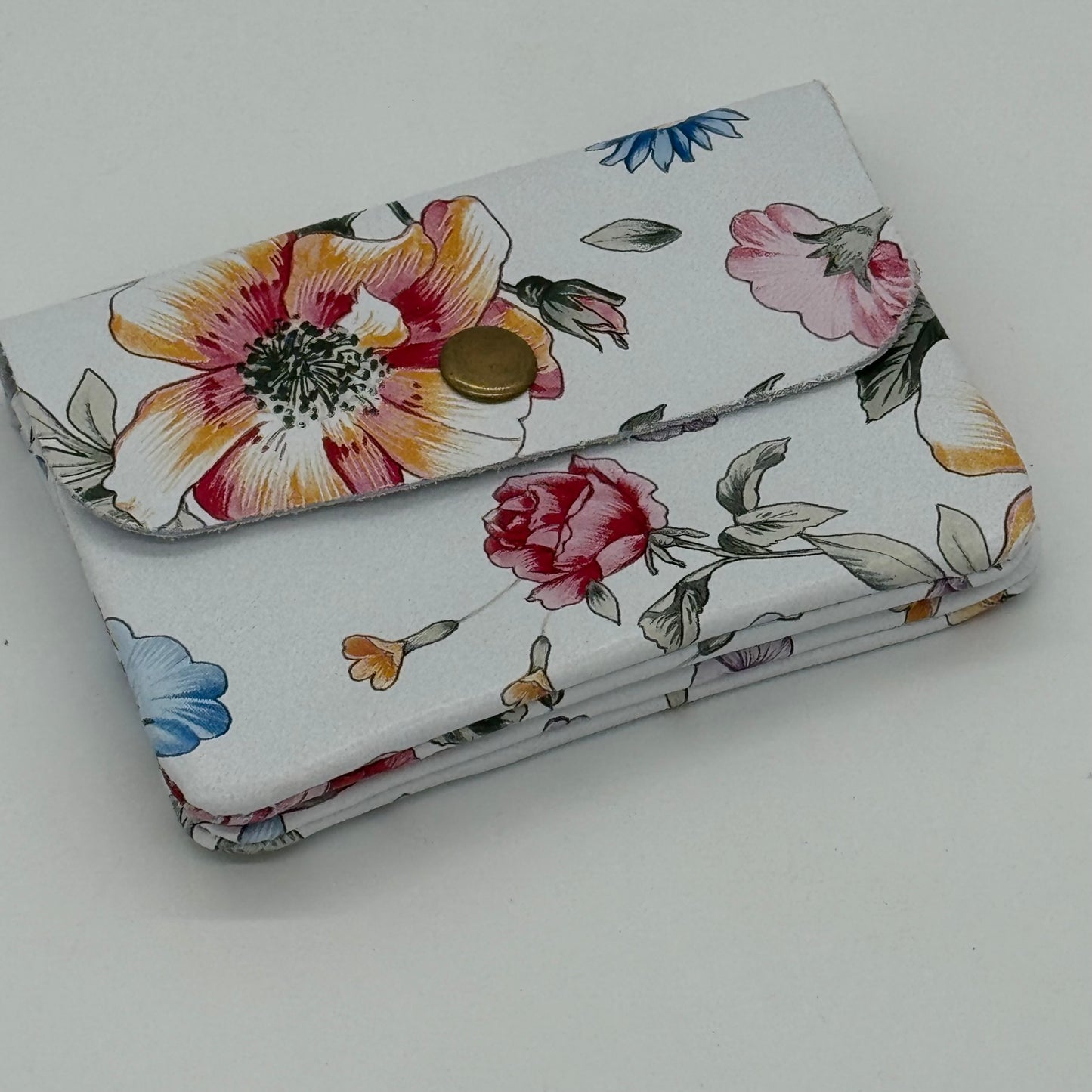Leather Floral Mini Popper Purse