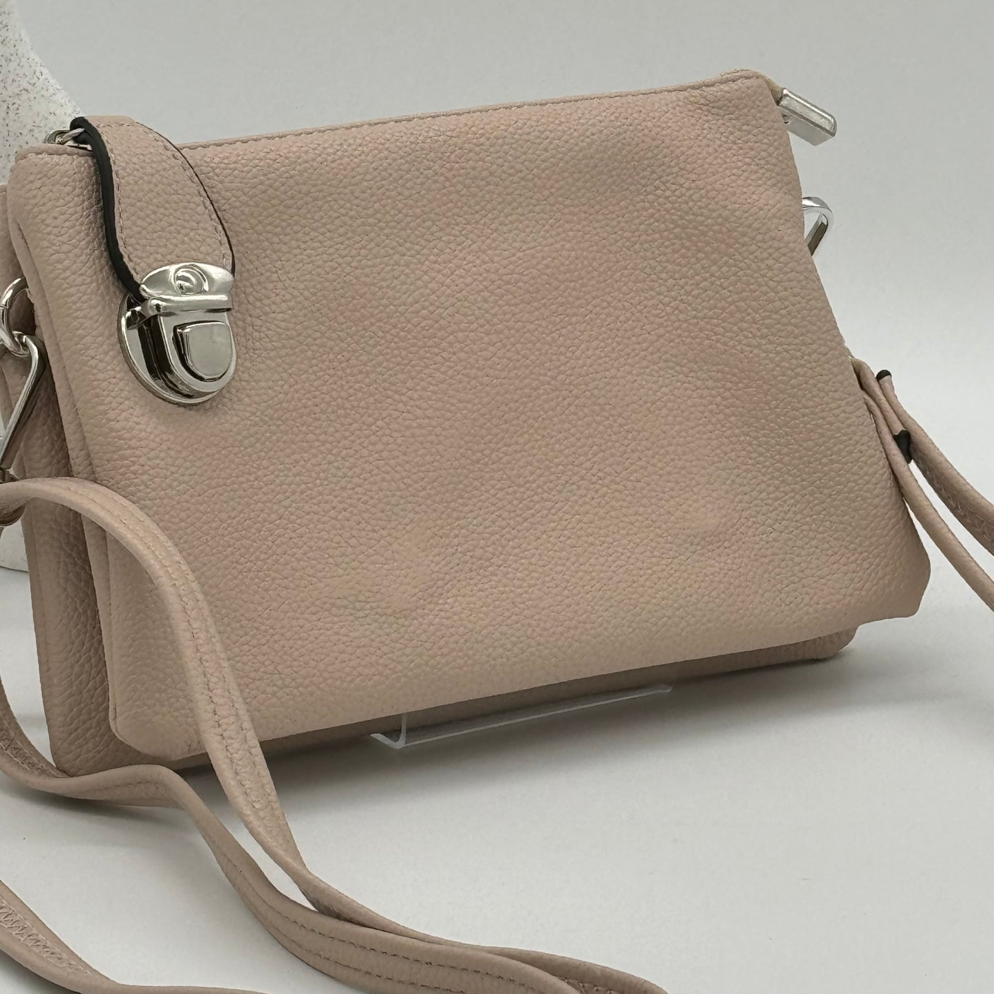 Faux Leather Clasp Crossbody Bag