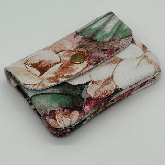 Leather Floral Mini Popper Purse