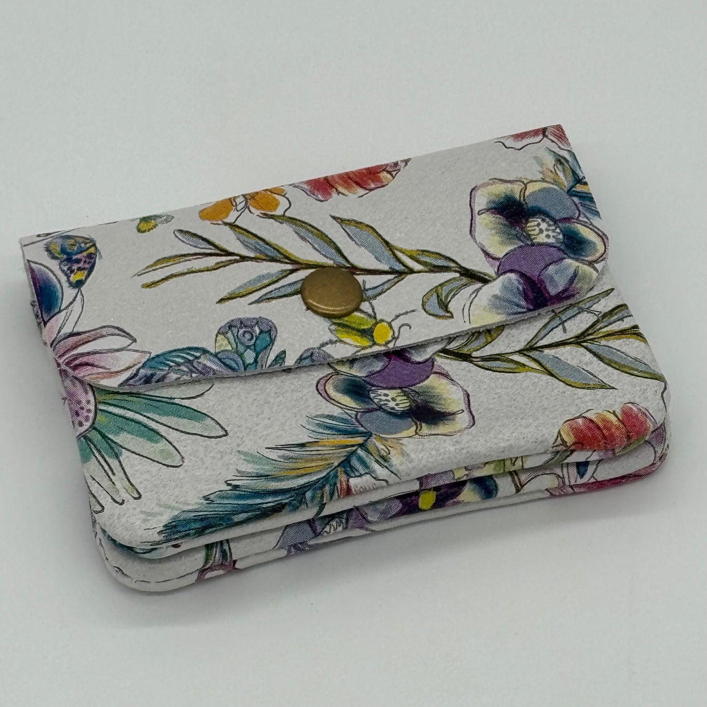 Leather Floral Mini Popper Purse