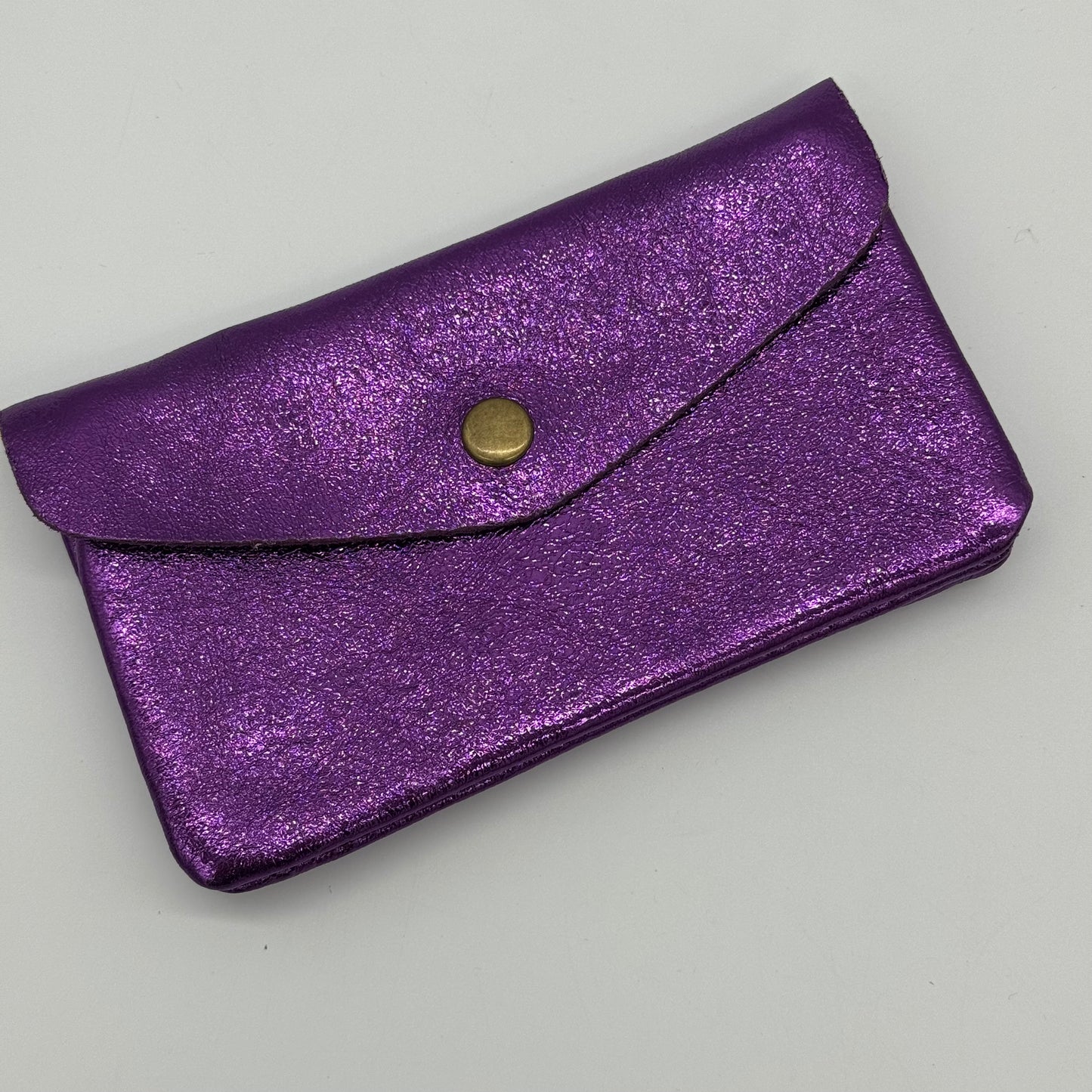 Leather Metallic Popper Purse