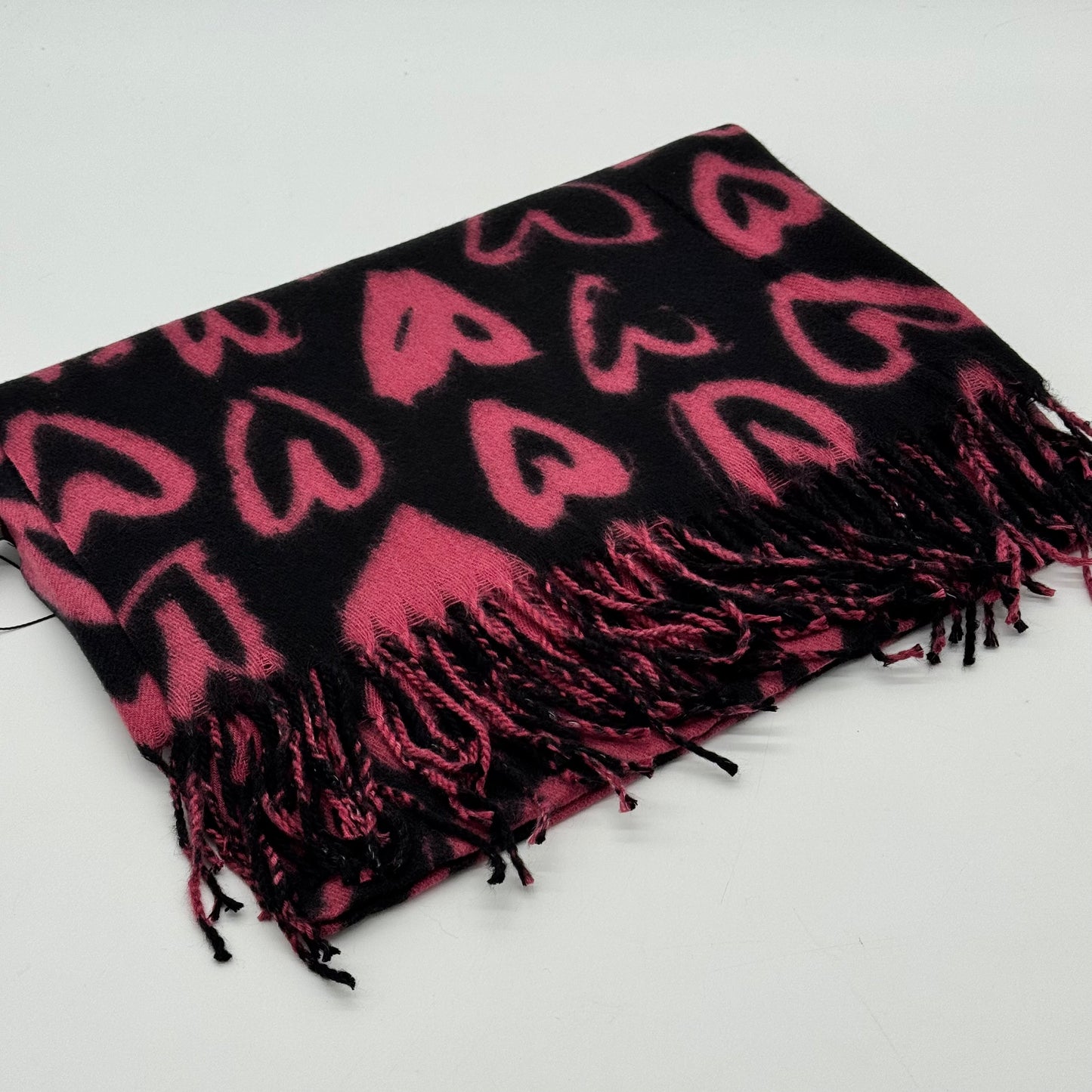 Soft Winter Heart Print Scarf