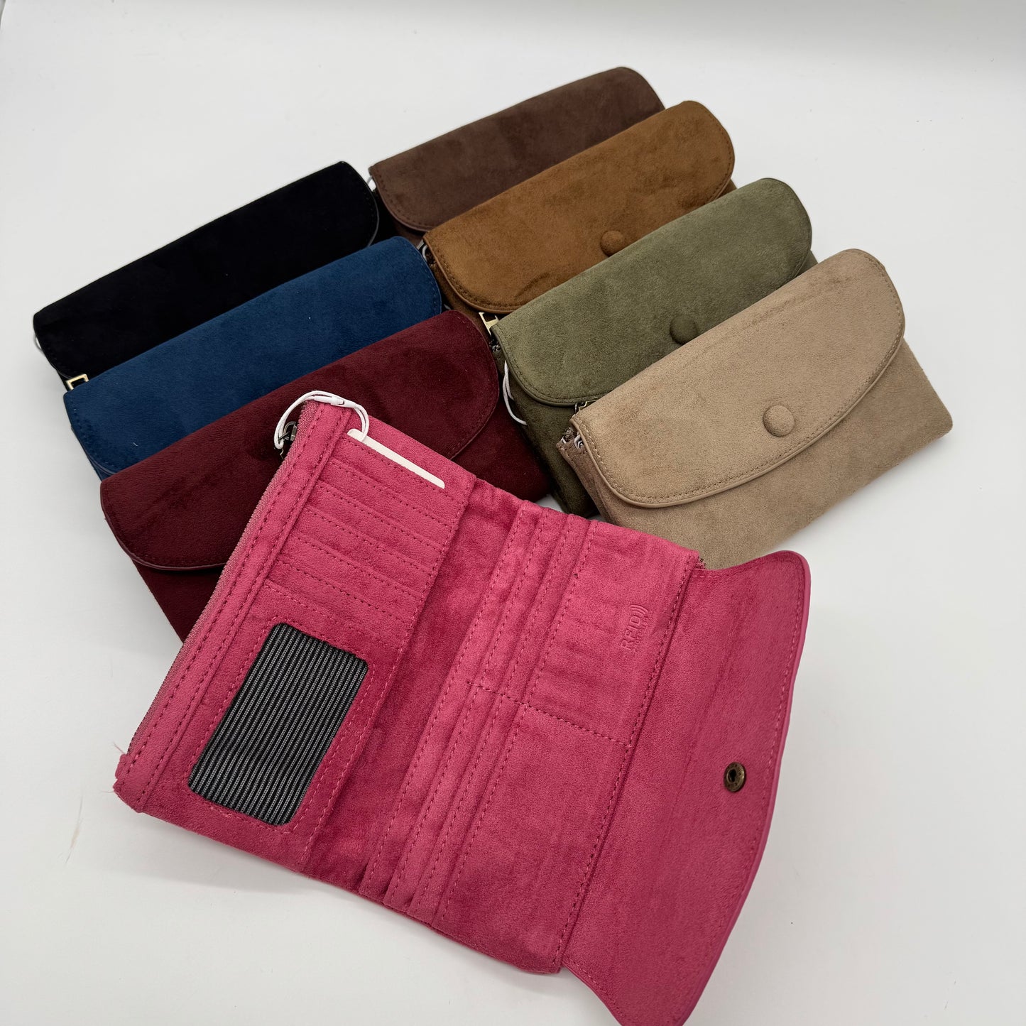 Faux Suede RFID Long Purse